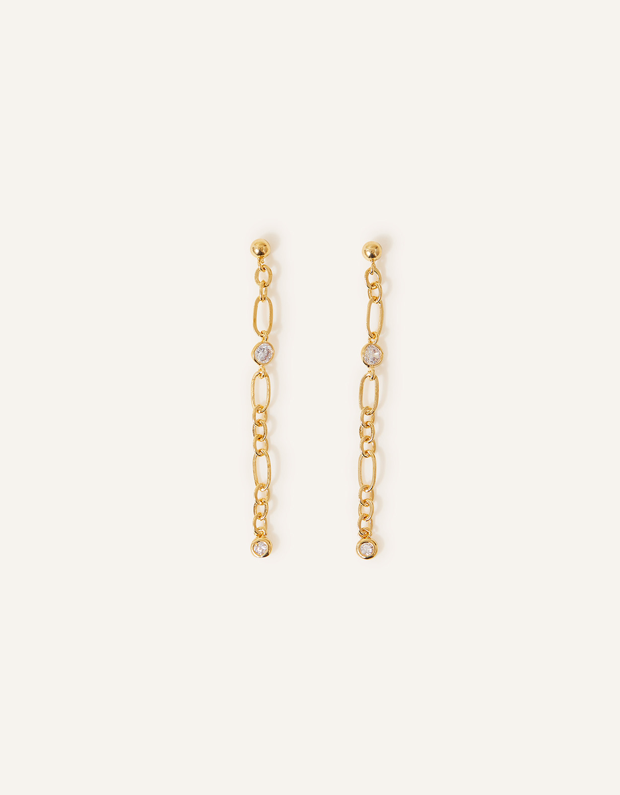 Accessorize Women's 14ct Gold-Plated Sparkle Long Chain Earrings