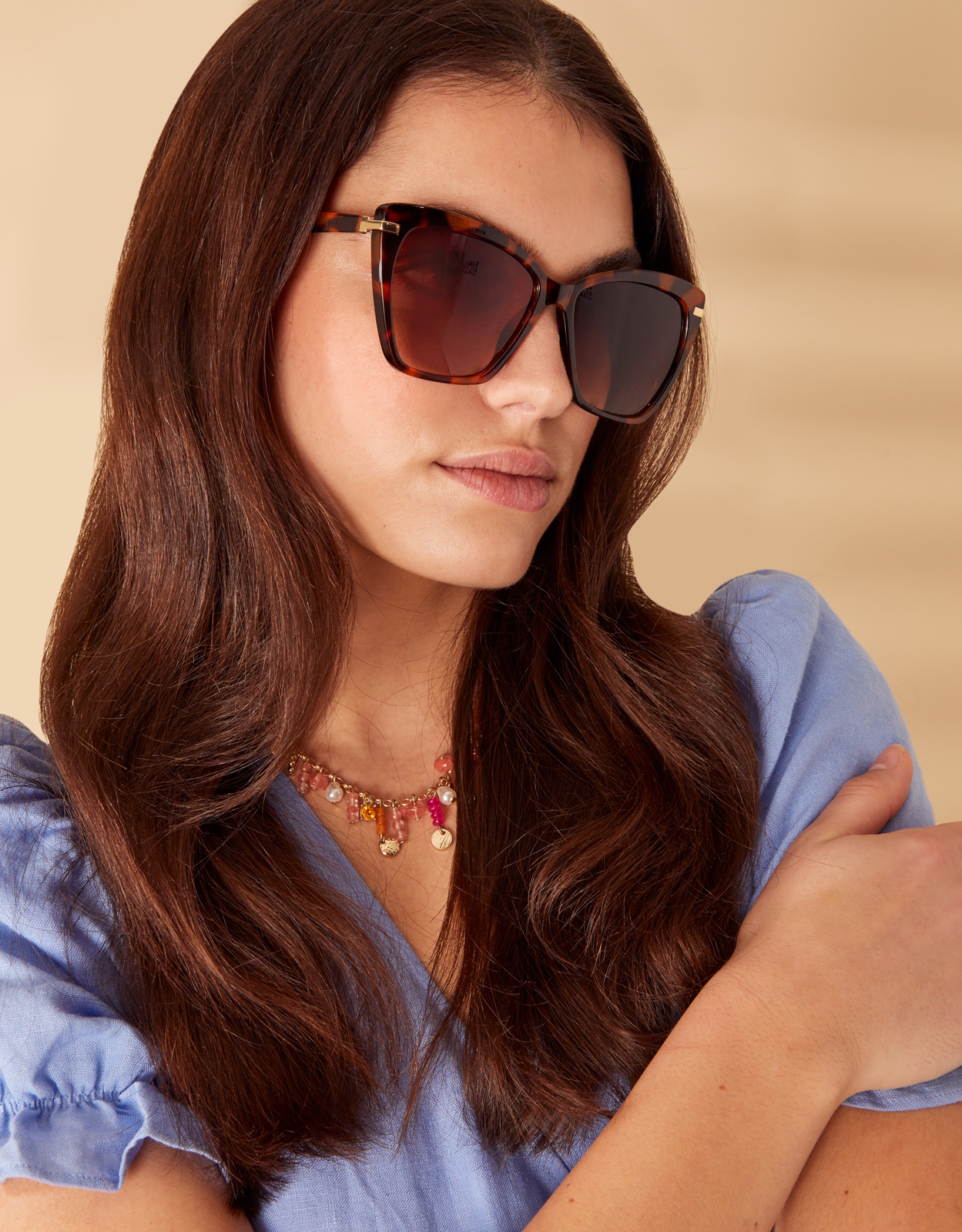 Accessorize Women's Brown Straight Arm Cateye Sunglasses, Size: One Size