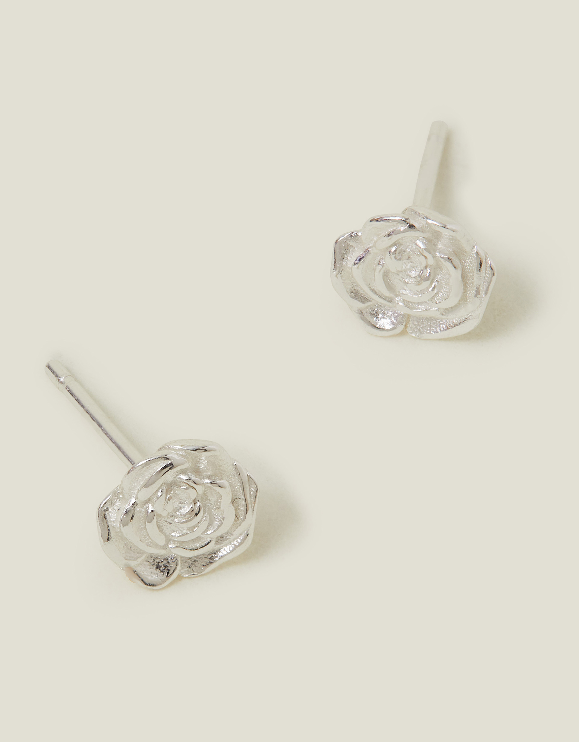 Sterling Silver Rose Stud Earrings - Accessorize