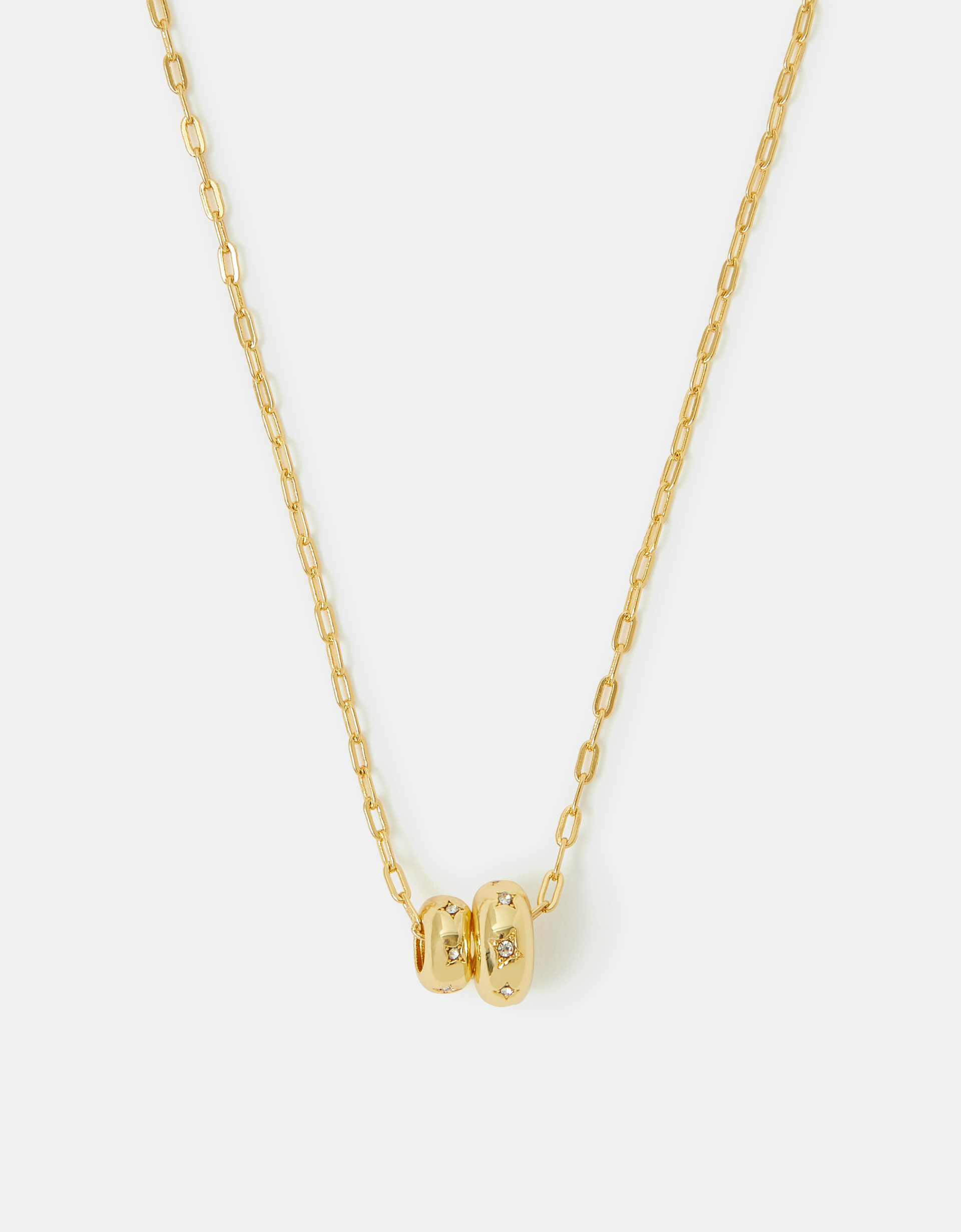 Stainless Steel Double Bead Pendant Necklace - Accessorize