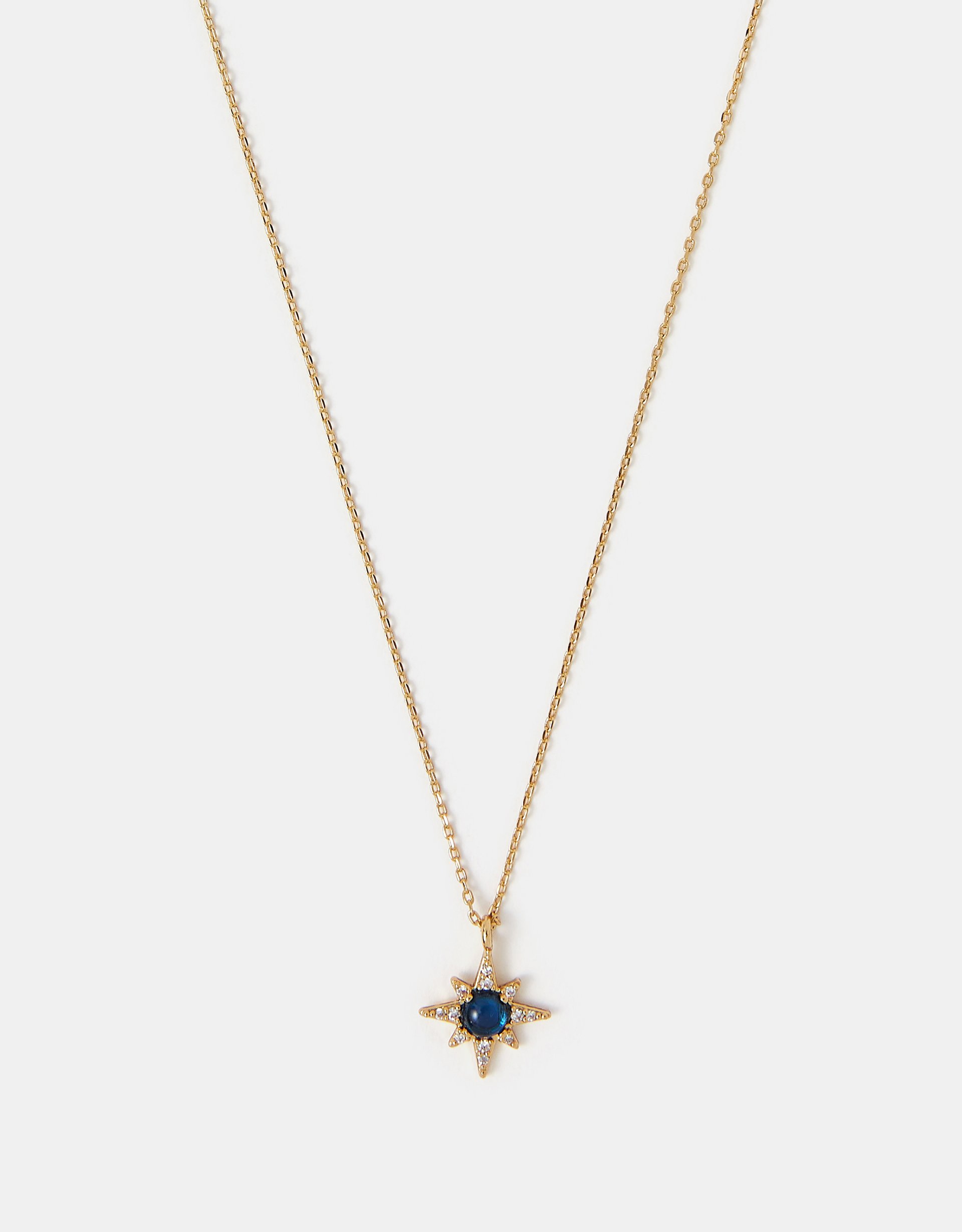 Blue 14ct Gold-plated Gemstone Star Pendant Necklace - Accessorize