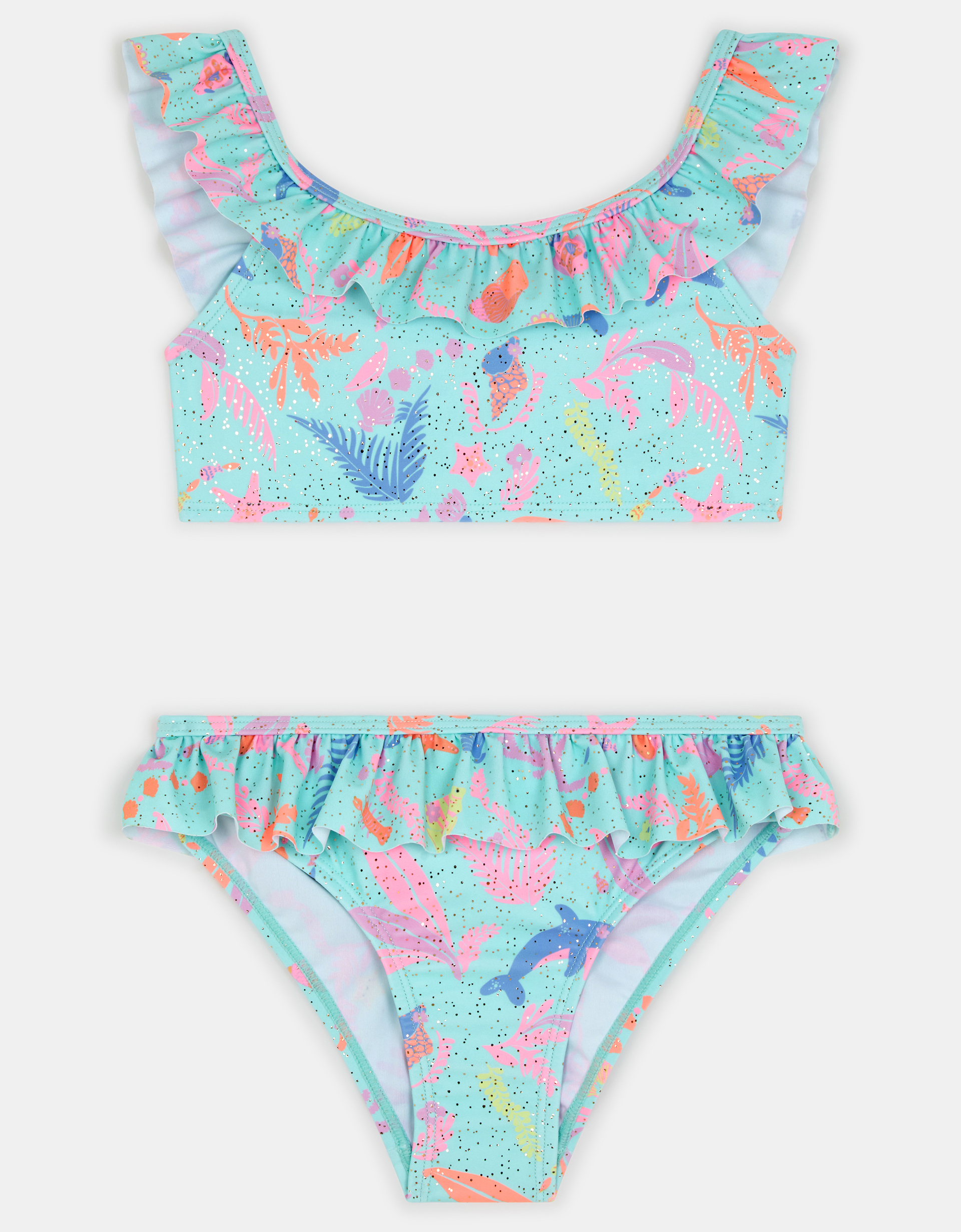 Sparkle Sealife Frill Bikini Set Multi, Size: 9-10 Yrs - Accessorize