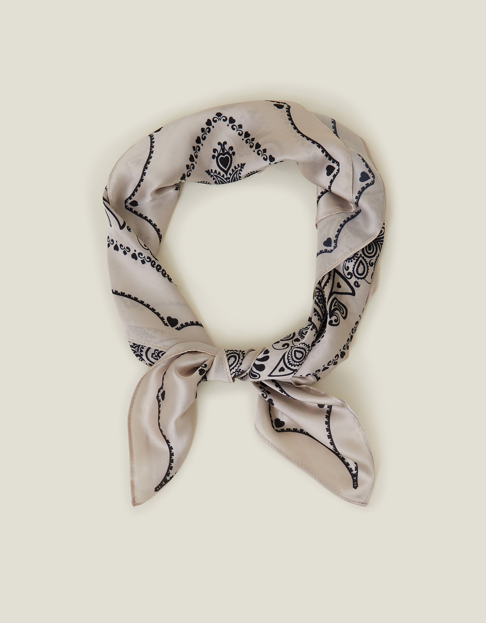 Beige Paisley Satin Square Scarf - Accessorize