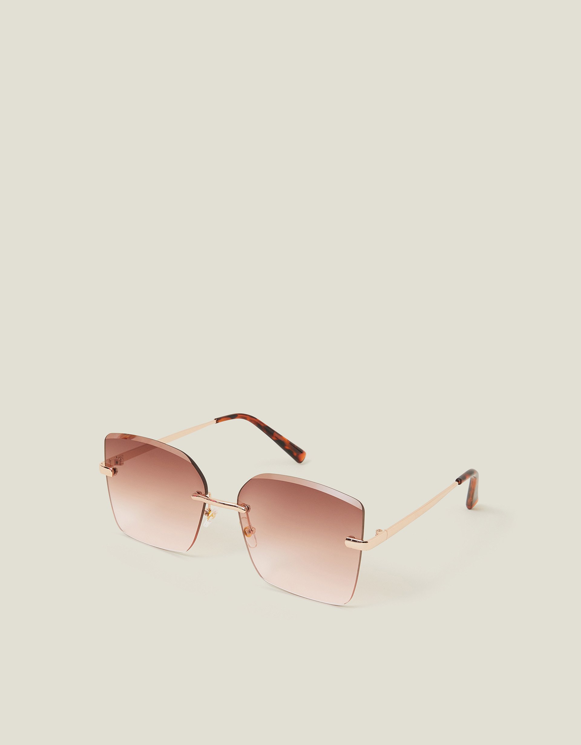Red Oversized Smokey Lens Rimless Glasses - Accessorize