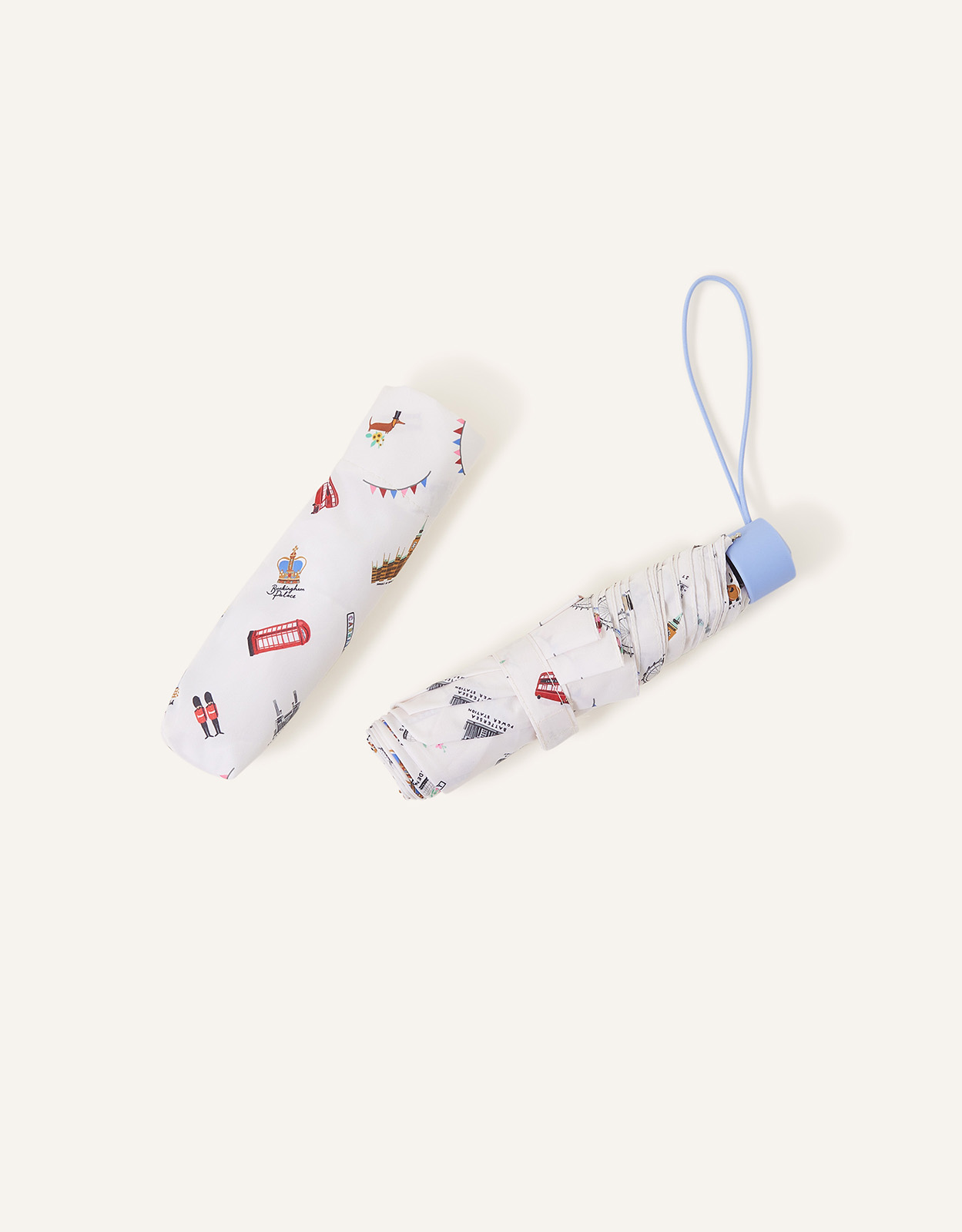 Accessorize Printed London Print Umbrella, White, Size: 24x4cm