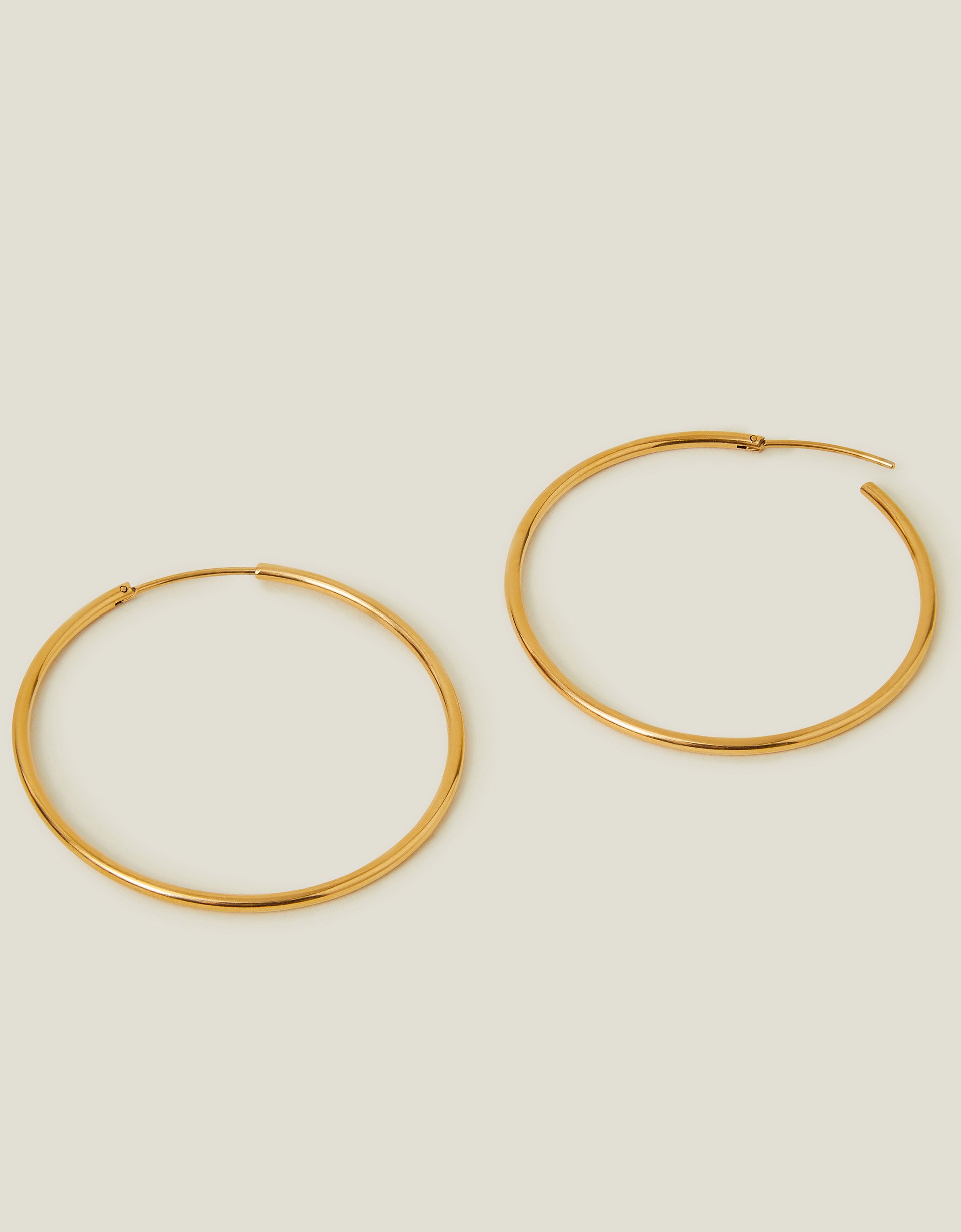 14ct Gold-plated Stainless Steel Tube Hoops, Women's - Accessorize
