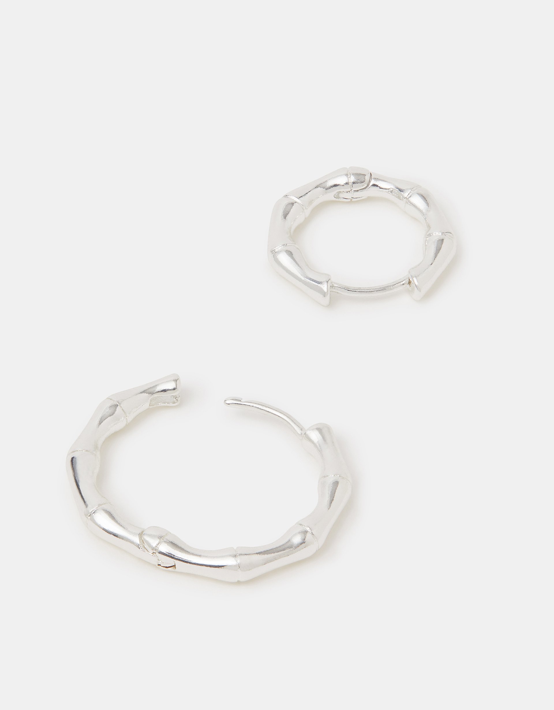 2-Pack Sterling Silver-plated Bamboo Hoop Earrings - Accessorize