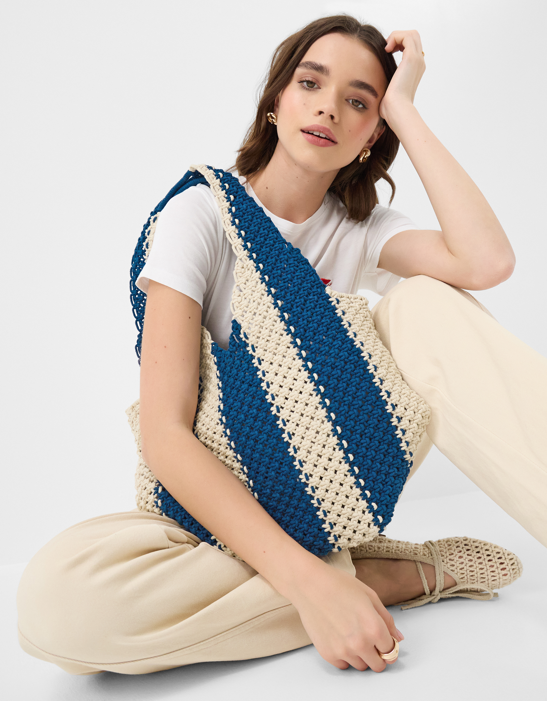 Blue Macrame Tote Bag - Accessorize