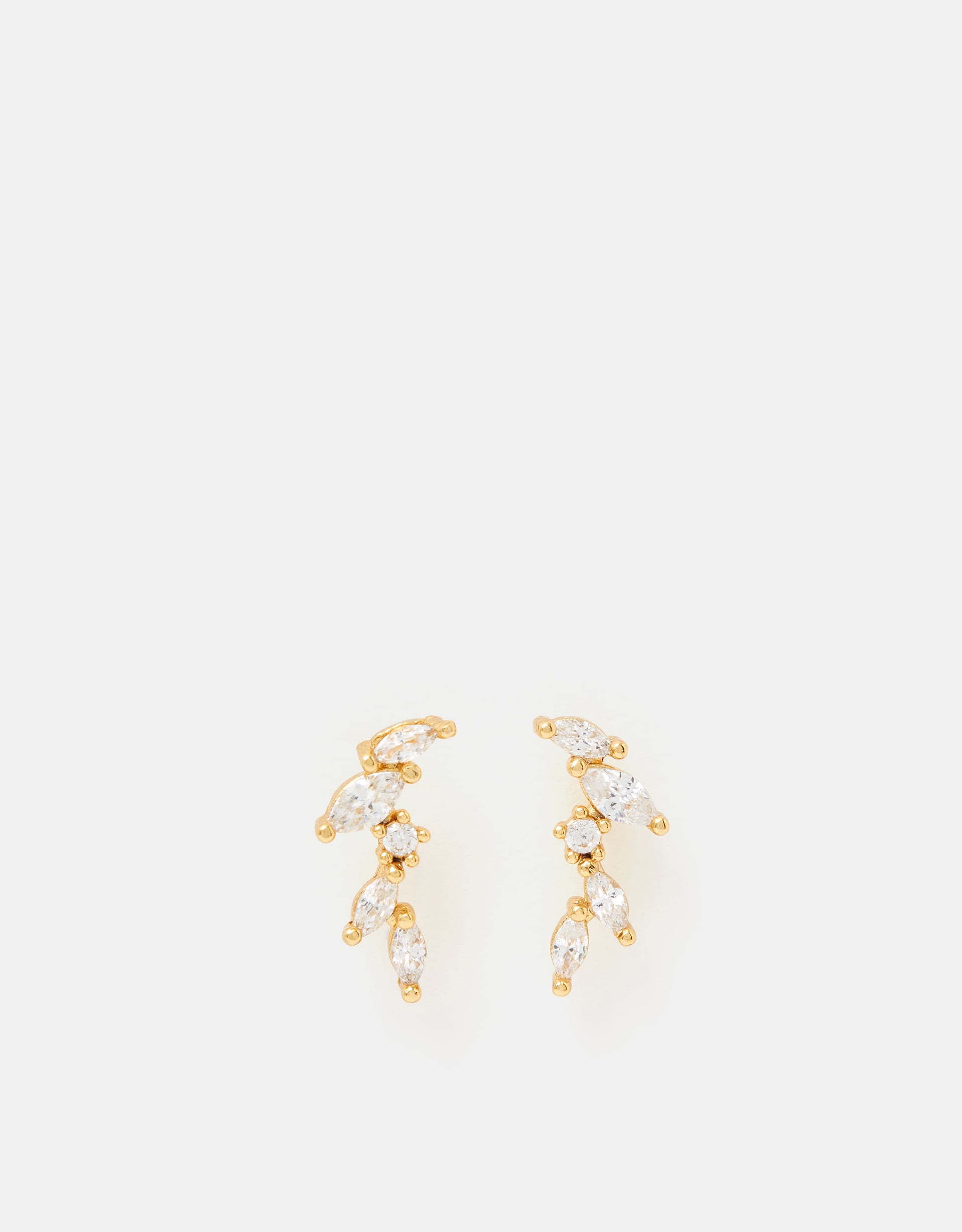 14ct Gold Mini Climber Stud Earrings Gold, Size: 0.5cm - Accessorize