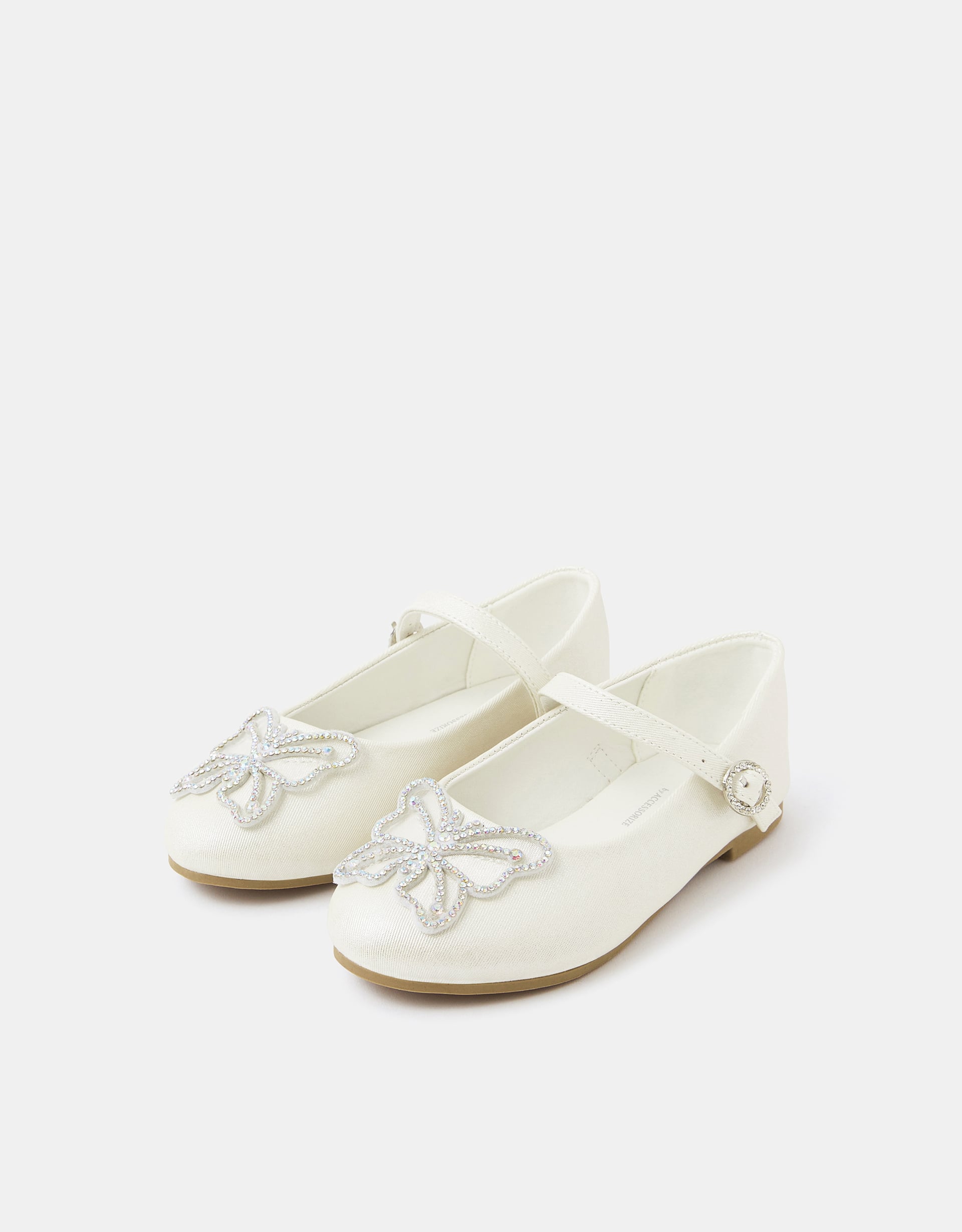 Accessorize Floral Girls Butterfly Ballet Flats, Cream, Size: 9