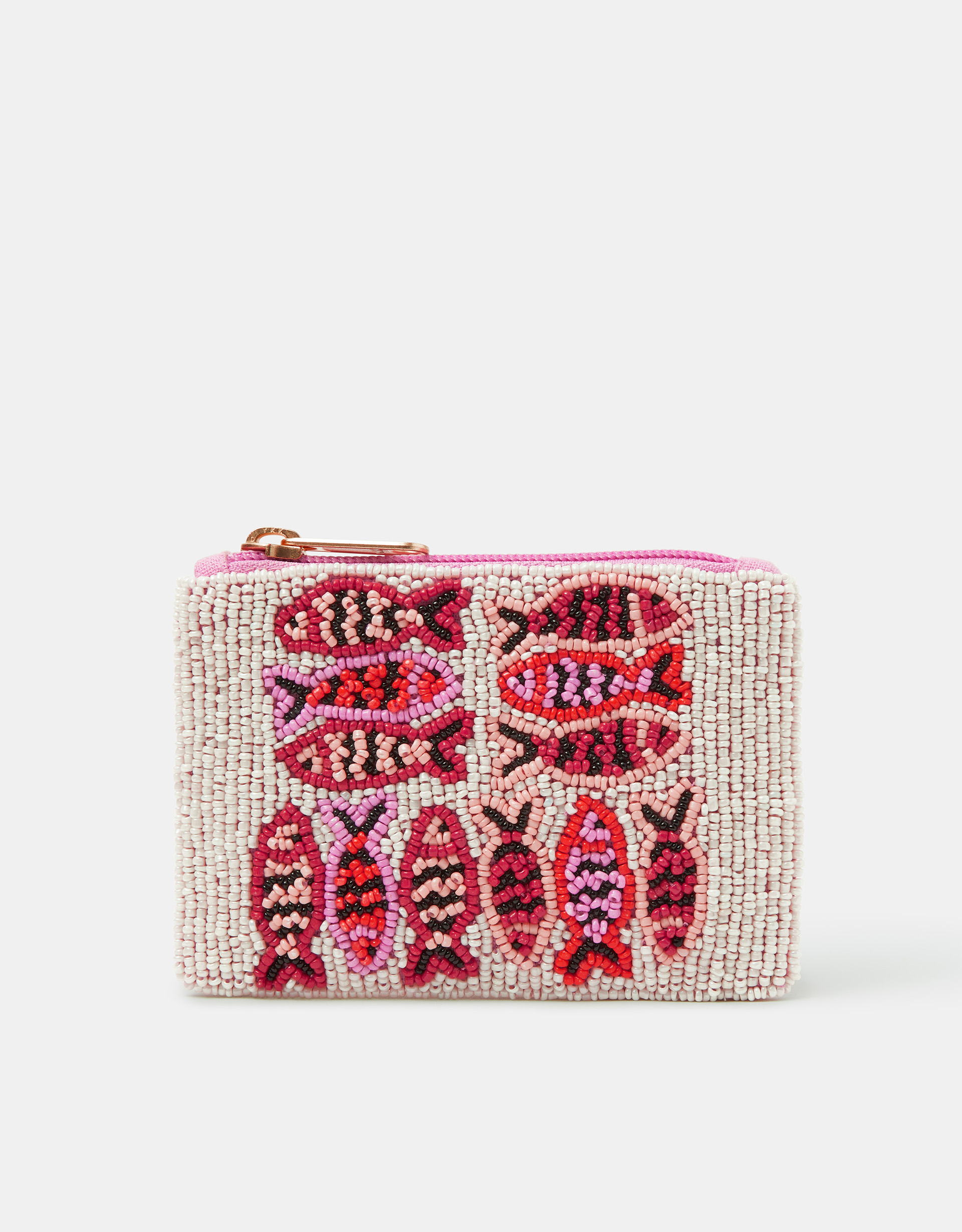 Accessorize Fish Beaded Coin Purse, Red