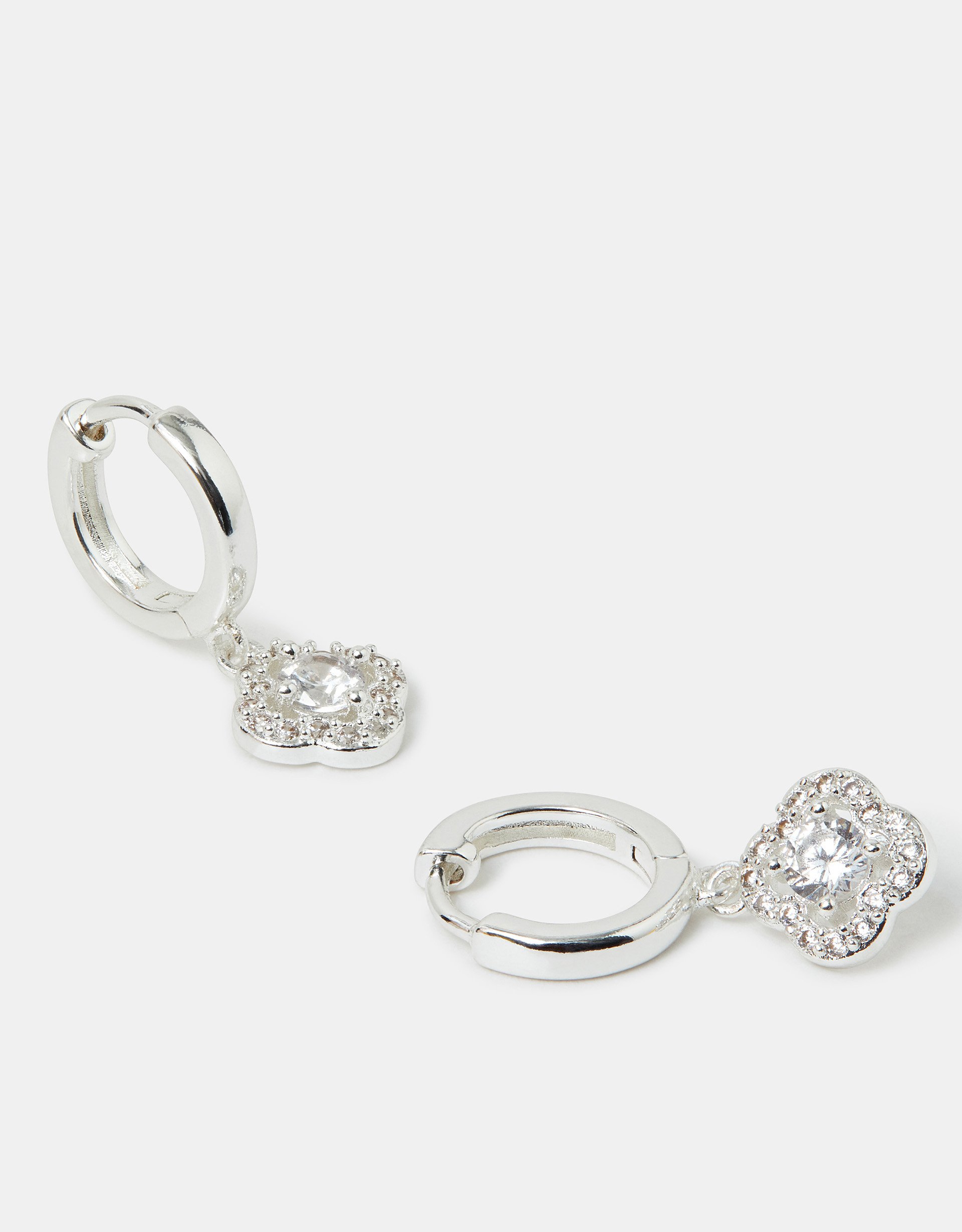 Multicolour Sterling Silver-plated Clover Drop Hoop Earrings - Accessorize