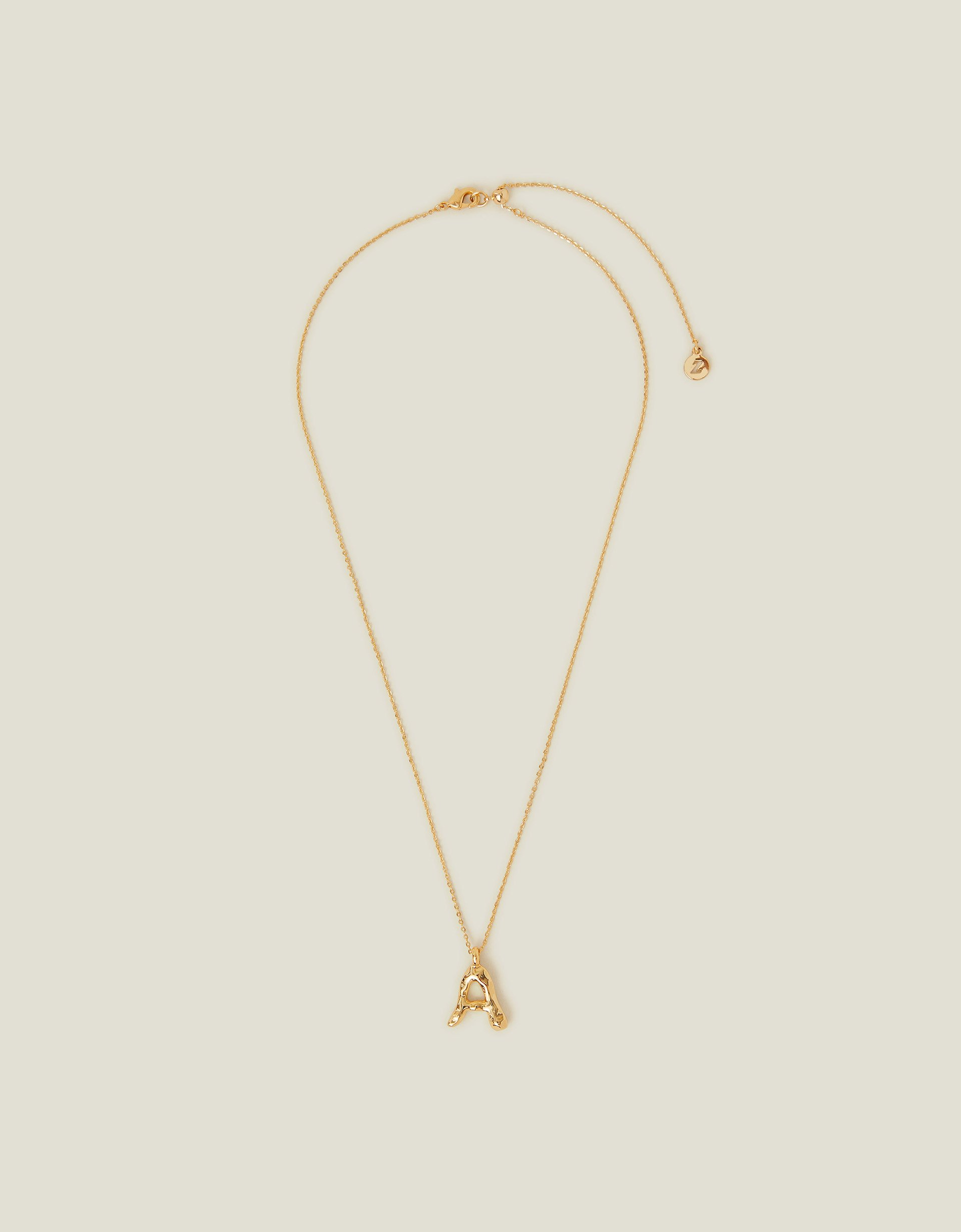 14ct Gold-plated Molten Initial Pendant Necklace Gold, Size: G, Women's - Accessorize