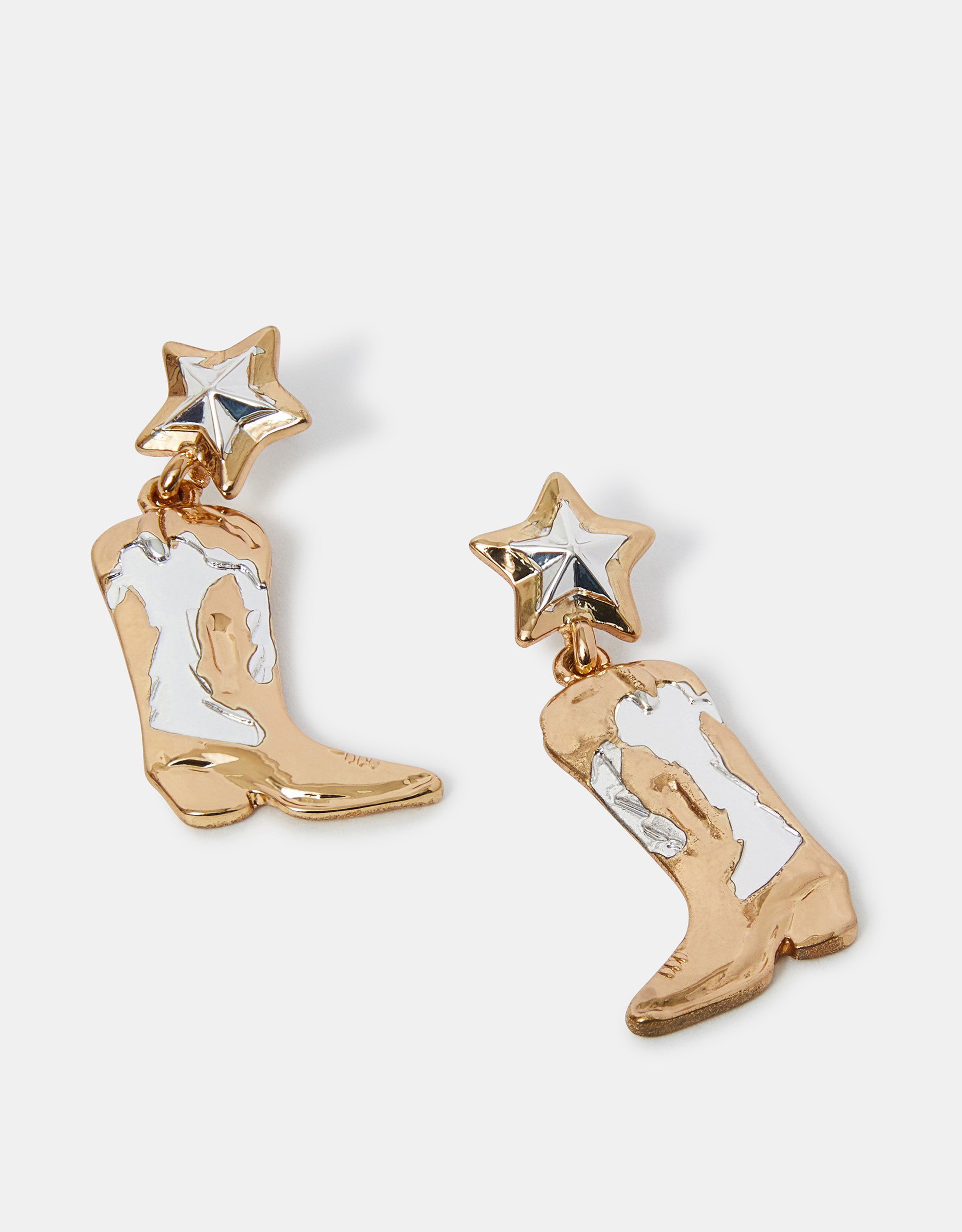 Gold Cowboy Boots Drop Earrings - Accessorize