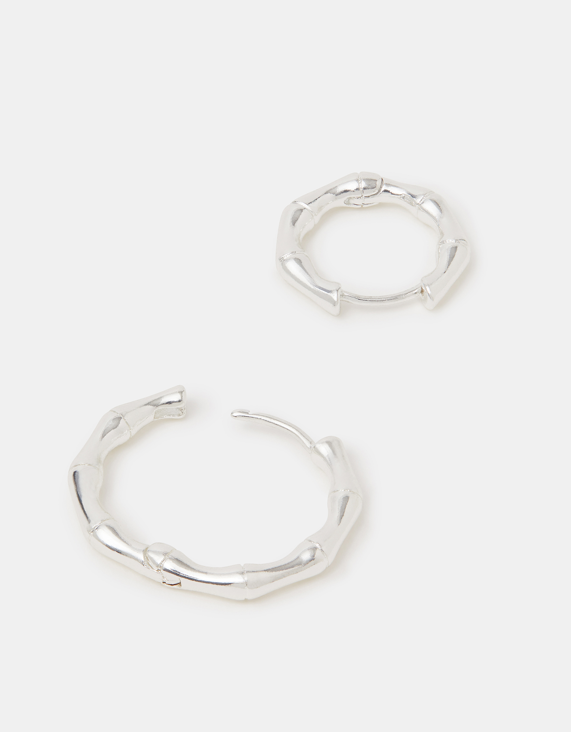 2-Pack Sterling Silver-plated Bamboo Hoop Earrings - Accessorize