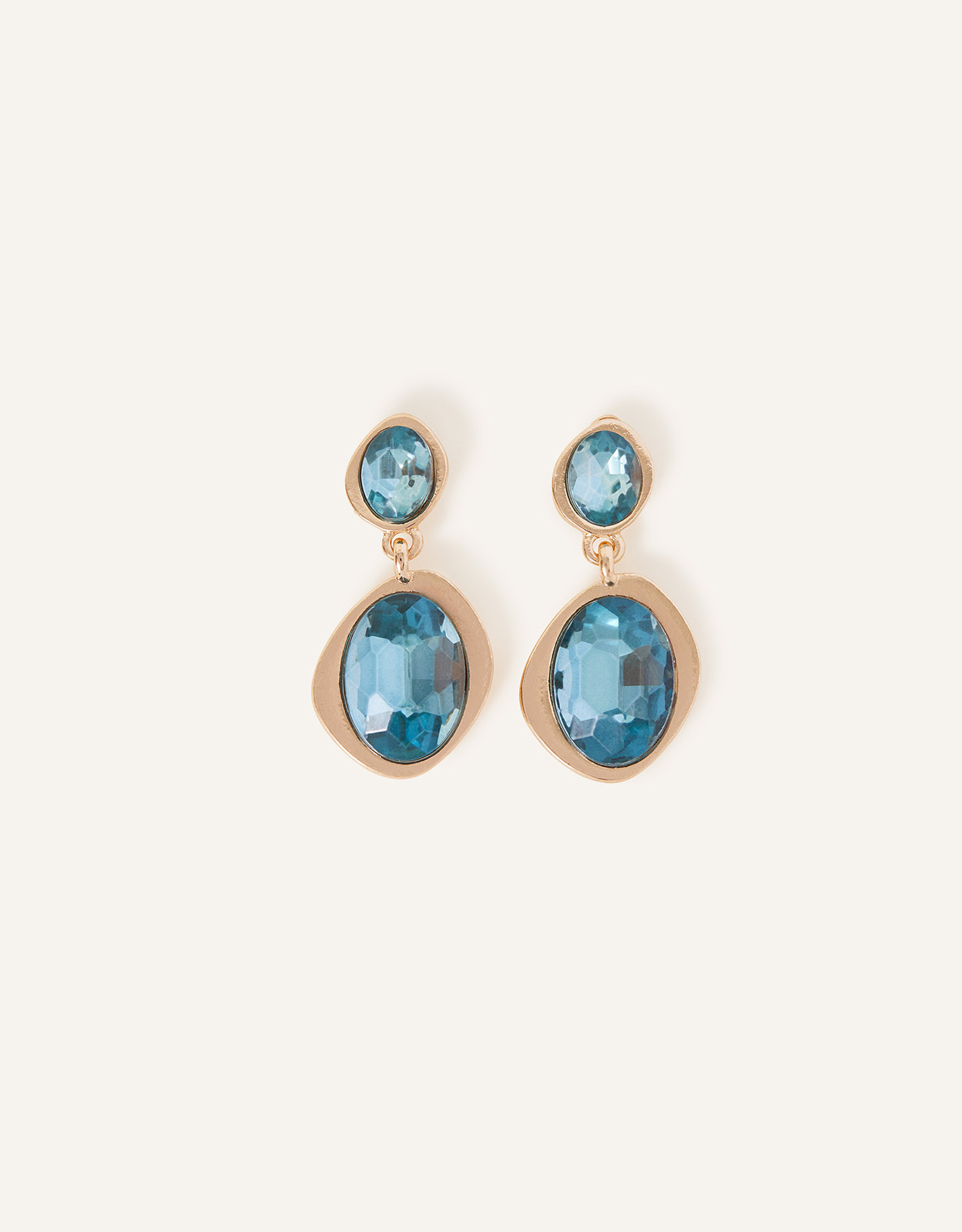 Accessorize Women's Gold and Blue Irregular Gem Drop Earrings, Size: 4cm