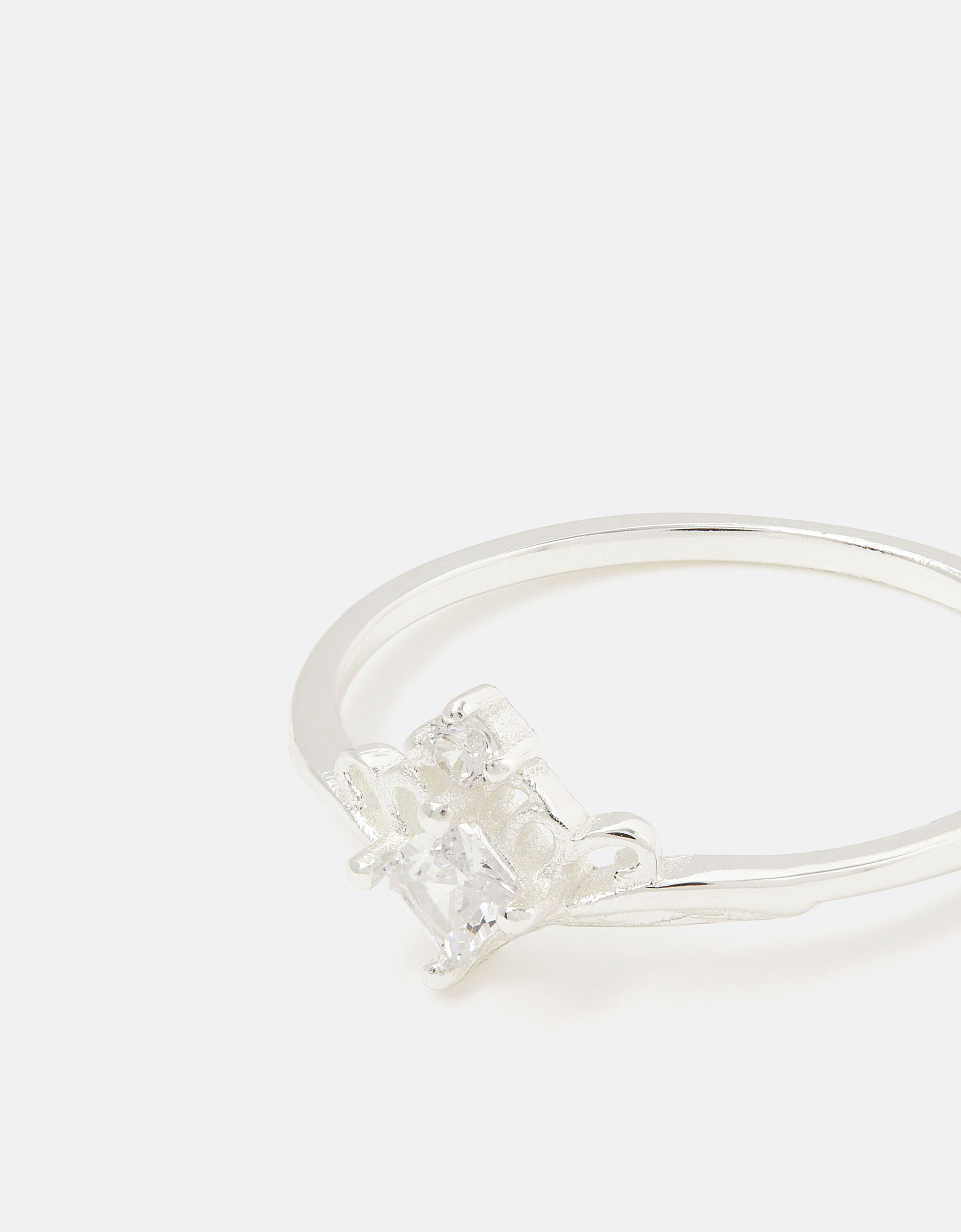 Sterling Silver Crown Ring Size: L - Accessorize