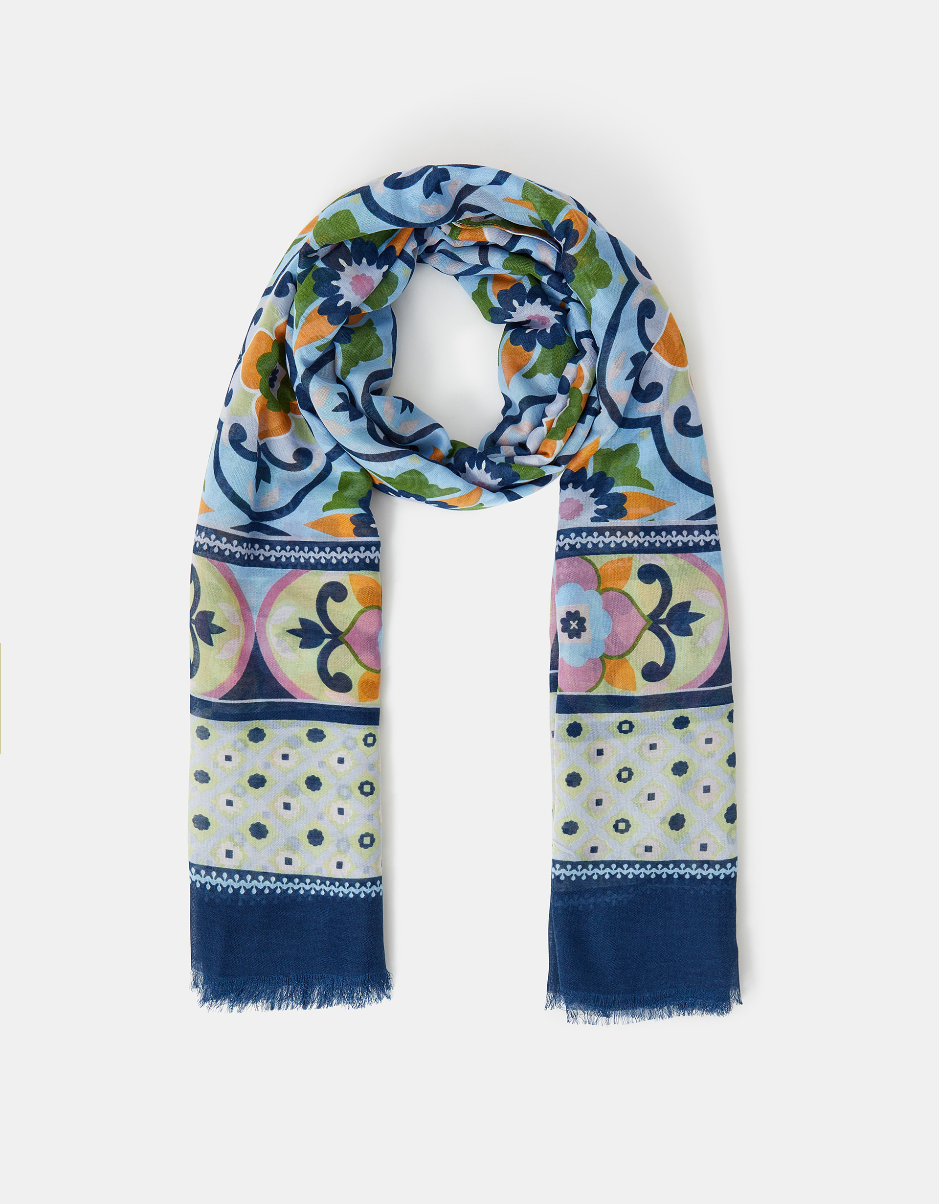Red Lightweight Tile Print Scarf - Accessorize