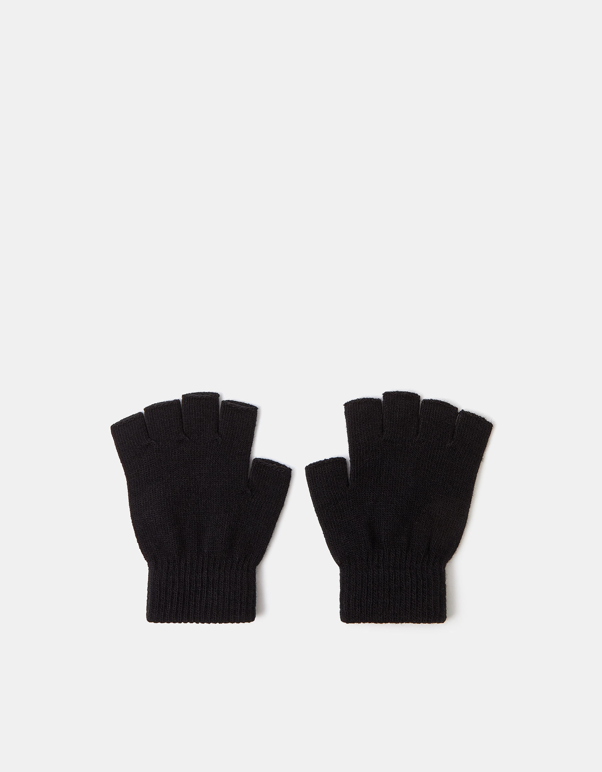 Fingerless Soft Knitted Gloves Black, Size: 16x9cm - Accessorize Fashion Accessories