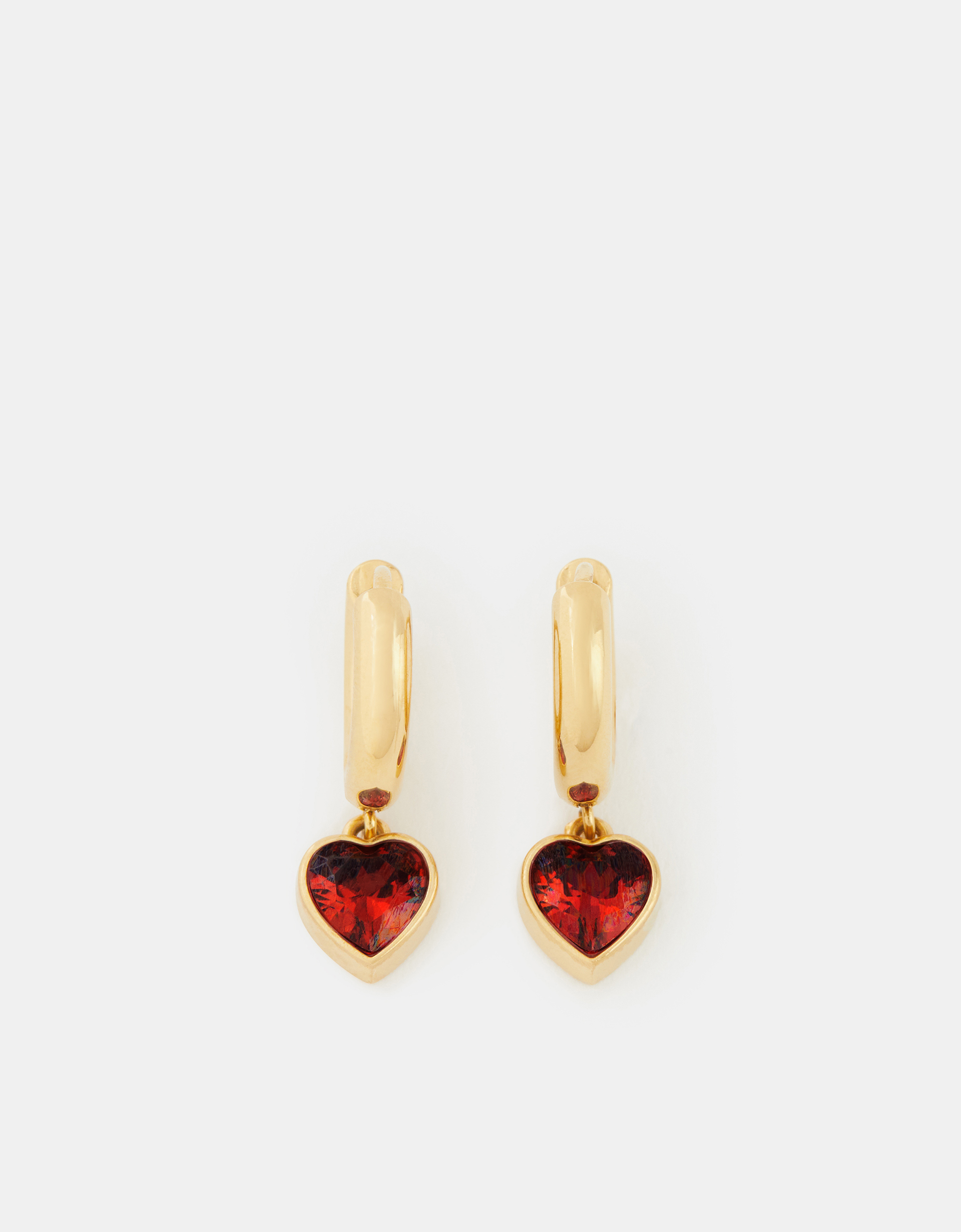 Gold Stainless Steel Heart Drop Huggie Hoop Earrings - Accessorize