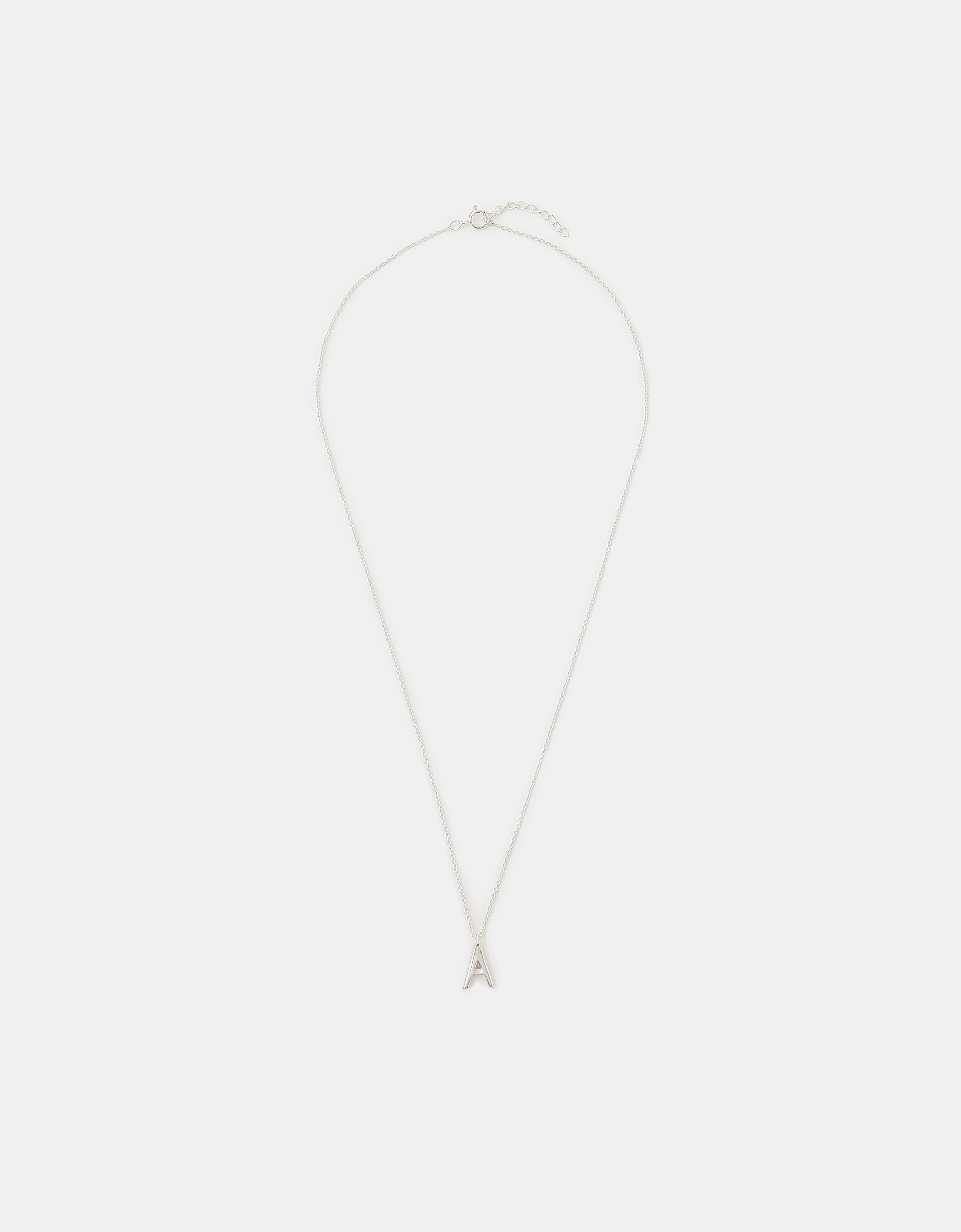 Accessorize Lace Sterling Initial Pendant Necklace, Silver, Size: N