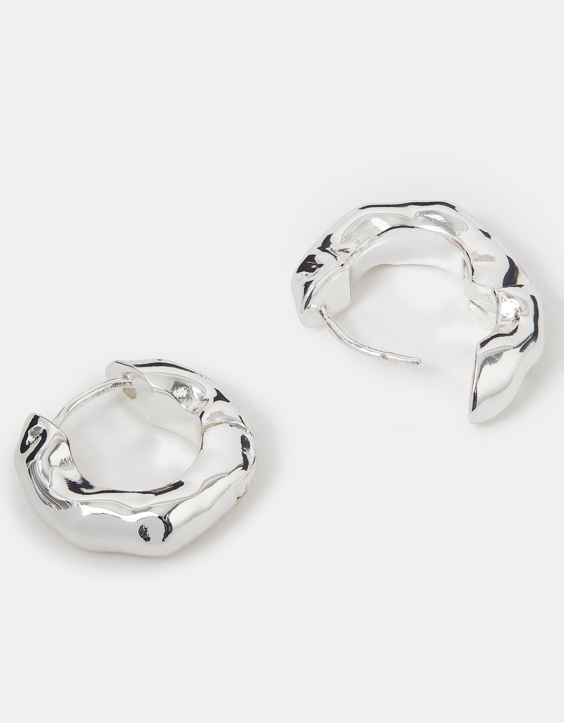 Sterling Silver-plated Chunky Molten Hoop Earrings - Accessorize