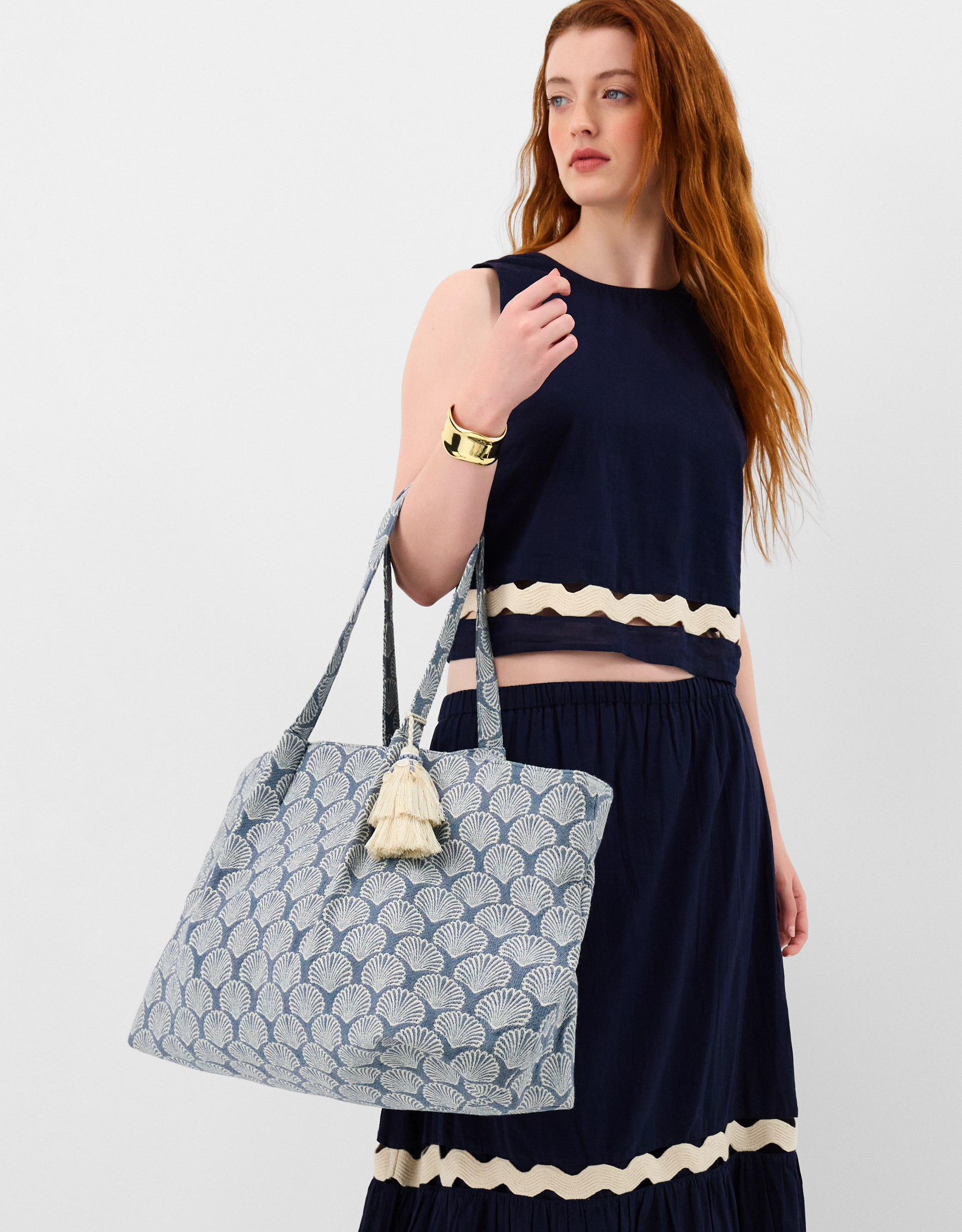 Accessorize Shell Print Weekend Bag, Blue