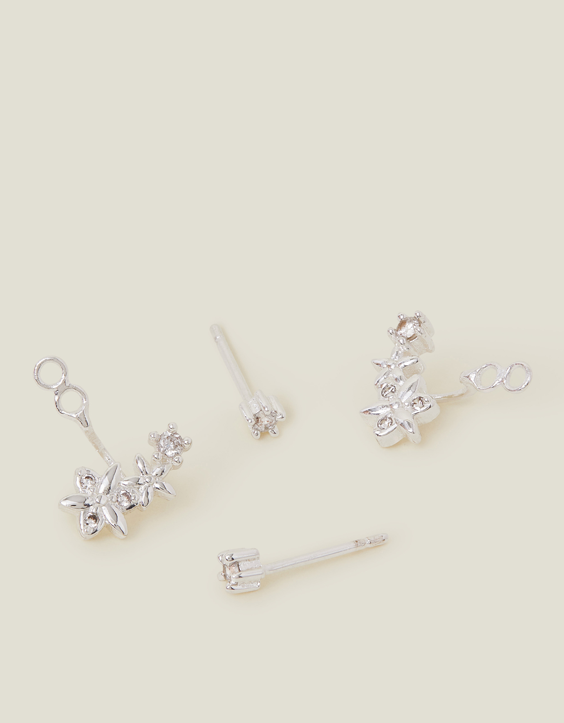 Multicolour Sterling Silver-plated Flower Back Stud Earrings - Accessorize