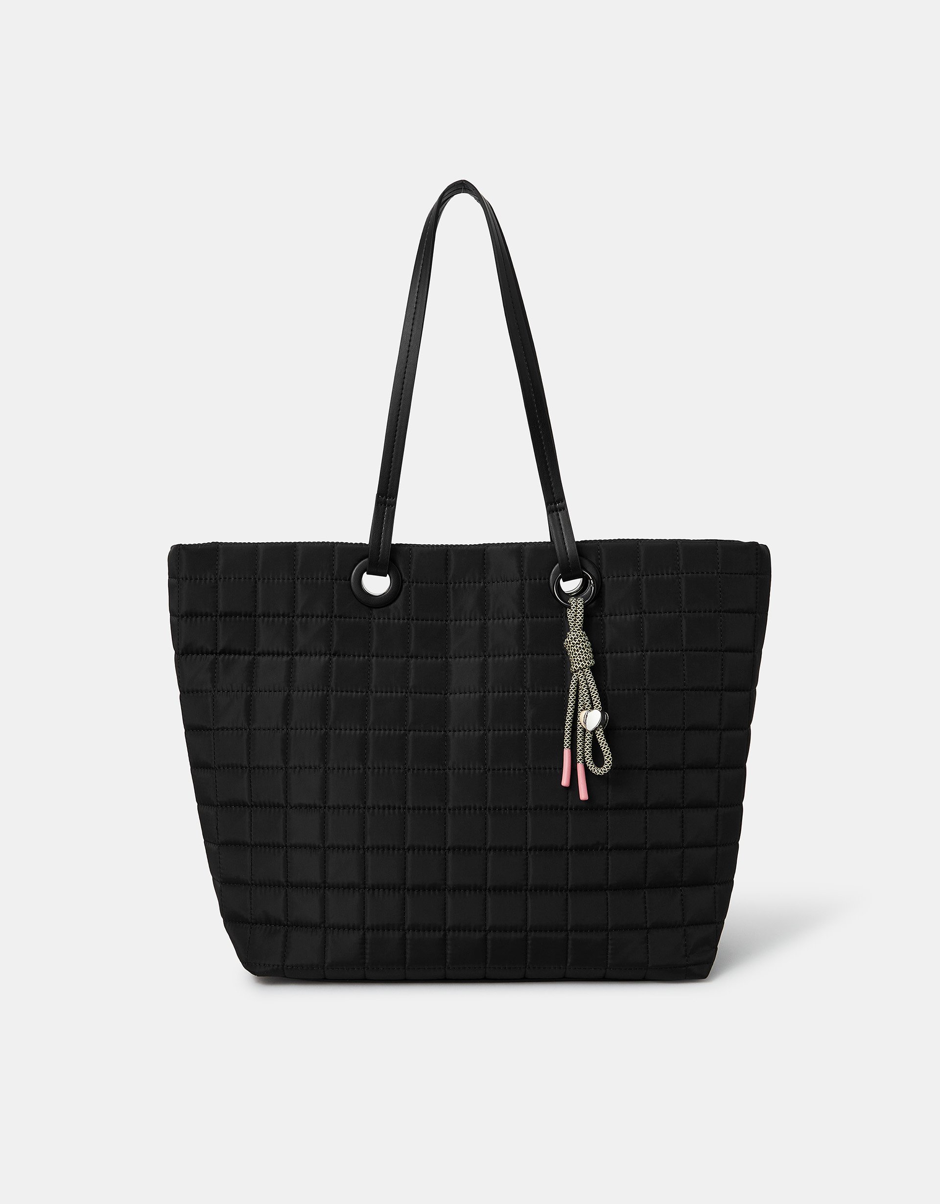 Black Quilted Nylon Tote Bag, Size: 37x12x35cm - Accessorize