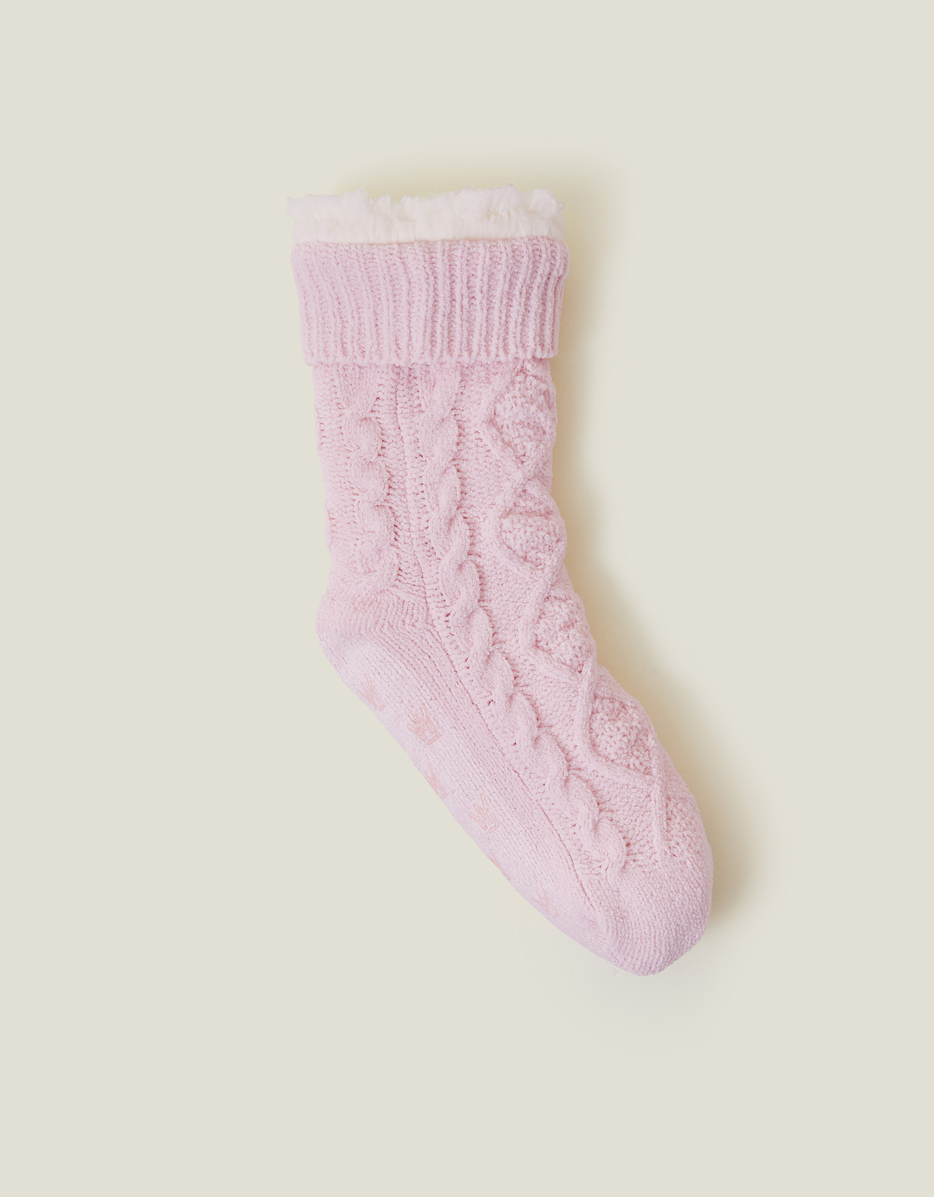 Pink Cable Knit Slipper Socks - Accessorize