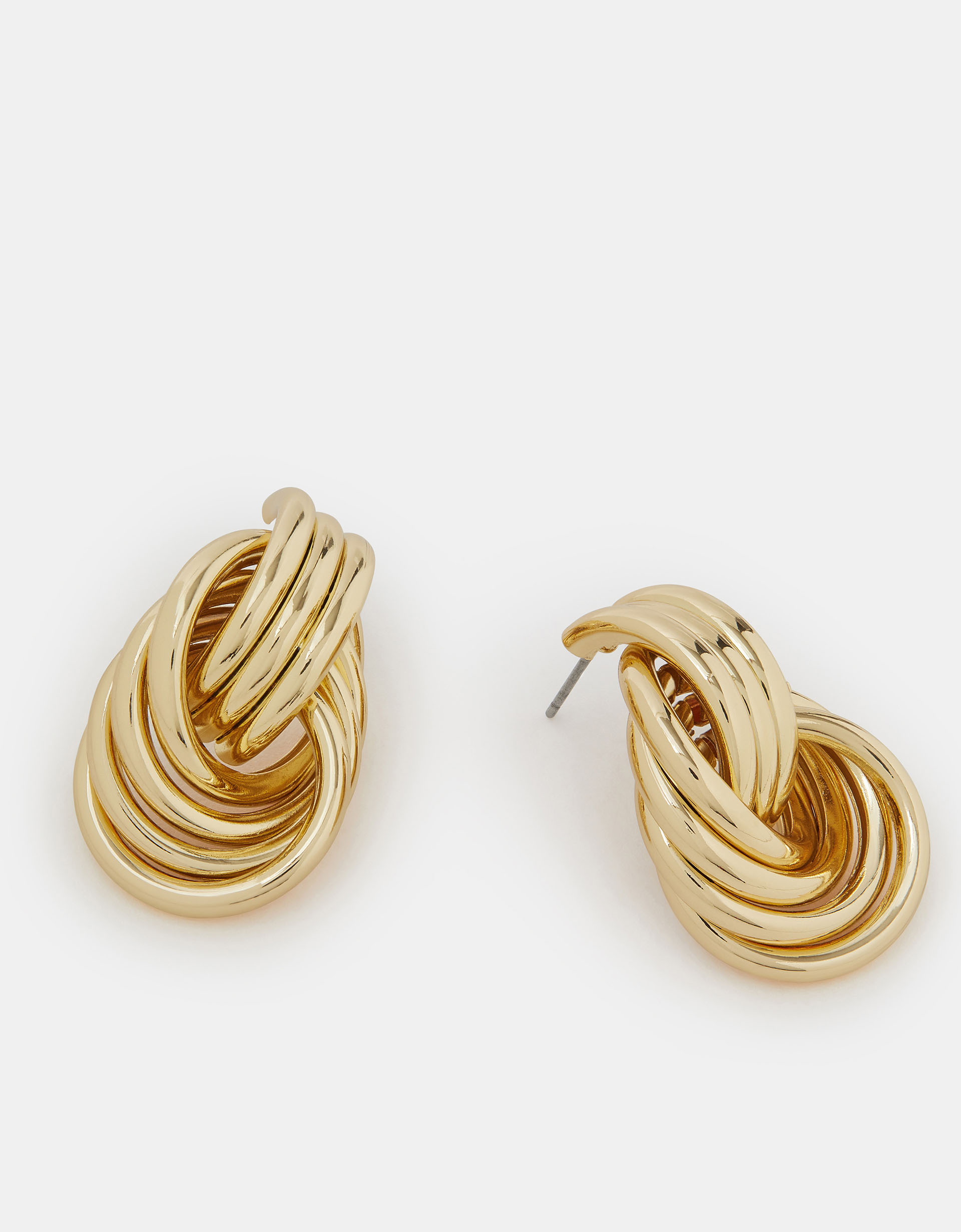 Gold Triple Link Knot Drop Earrings - Accessorize