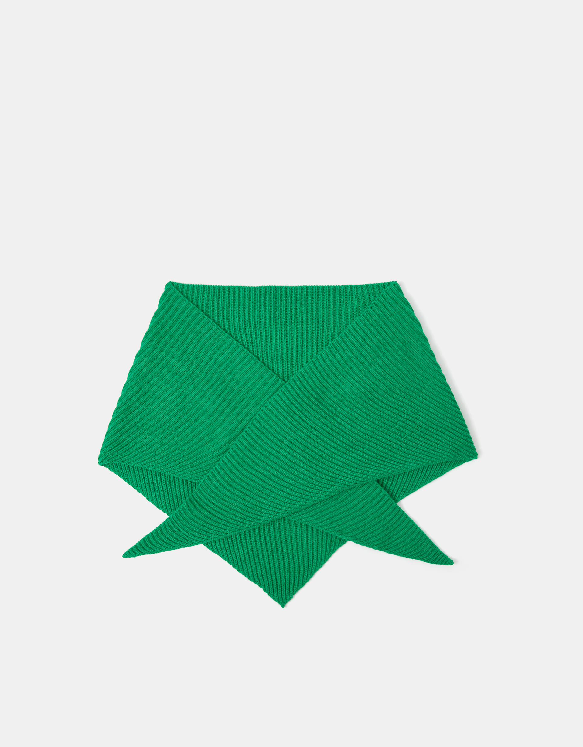 Green x Good Manners Rib Knitted Triangle Scarf - Accessorize