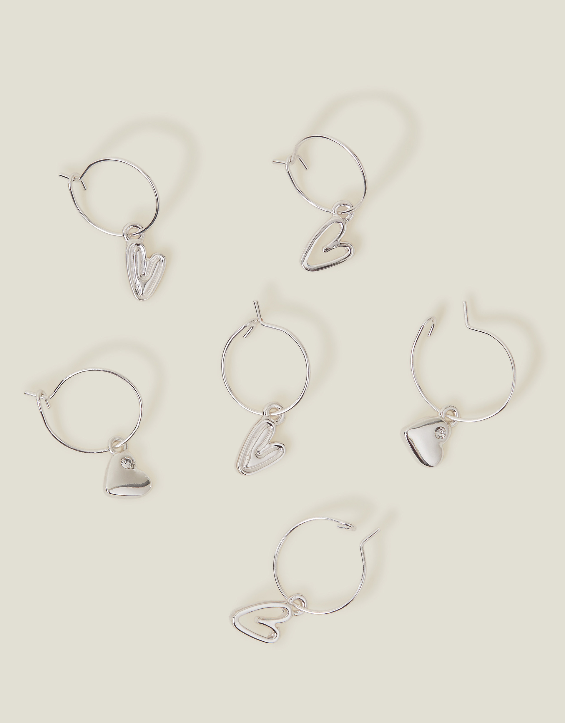Multicolour 3-Pack Heart Hoop Earrings - Accessorize