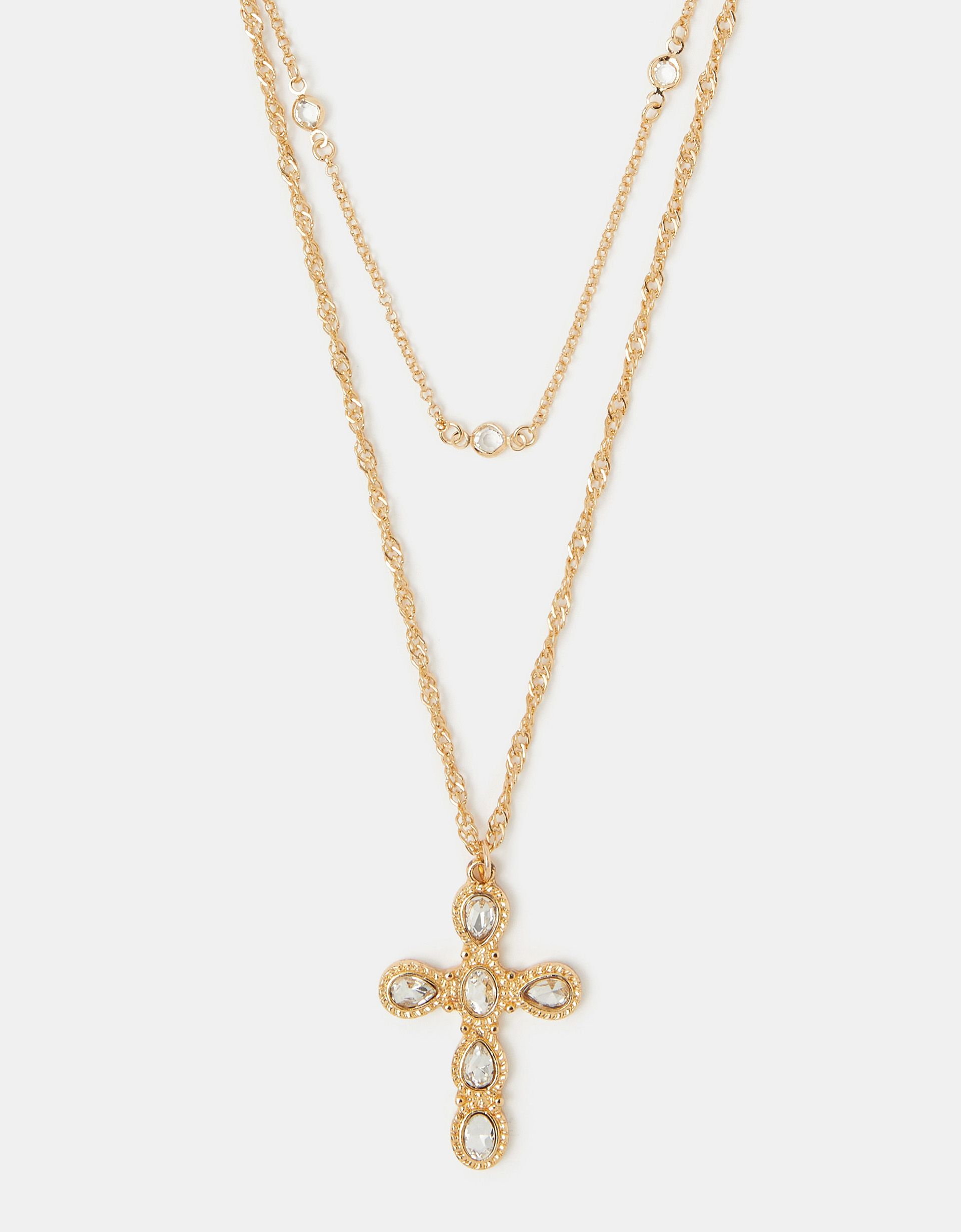 Gold 2-Pack Jewel Cross Necklaces - Accessorize