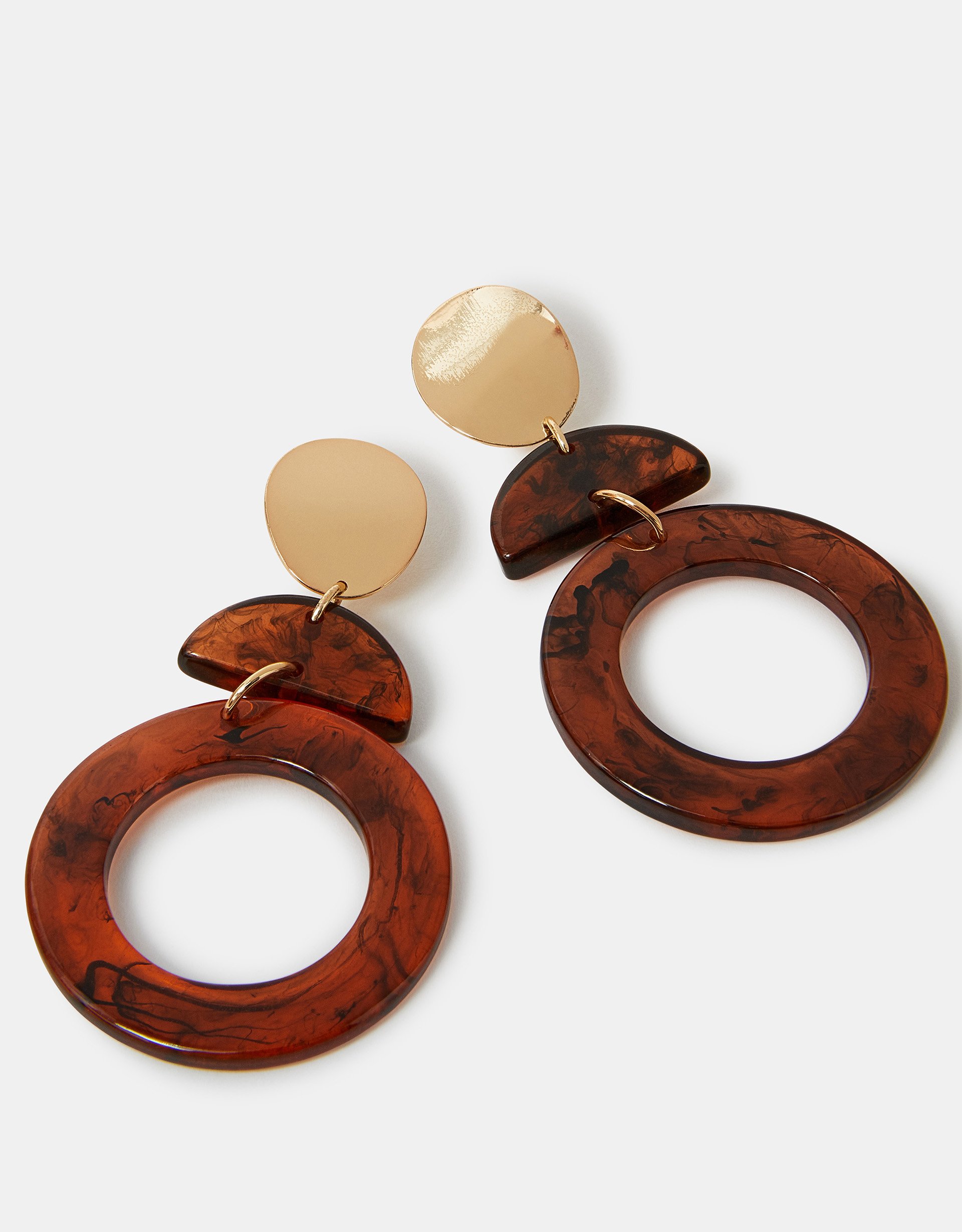 Gold Geometric Resin Drop Earrings - Accessorize