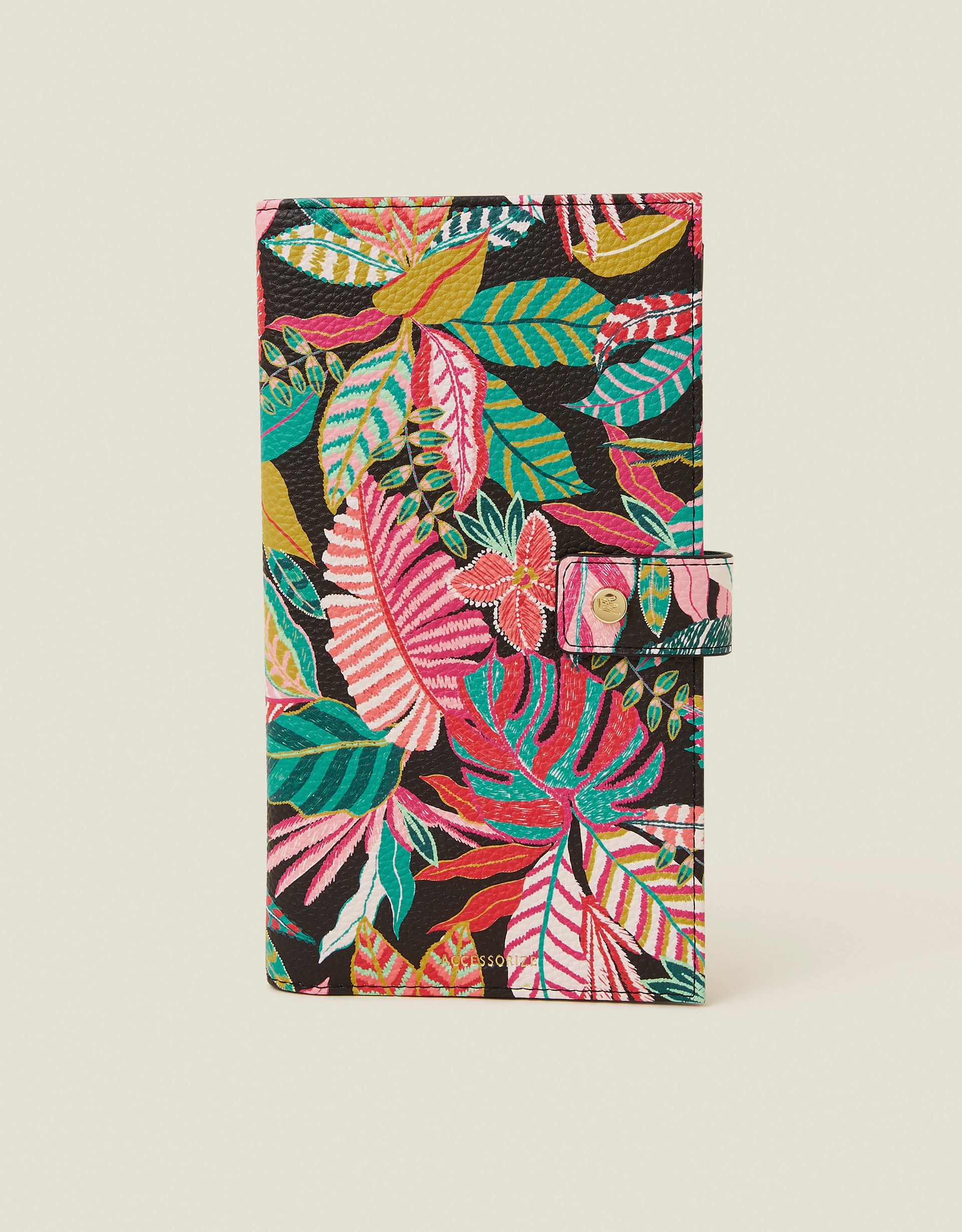 Black & Green Tropical Print Travel Wallet, Size: 23x3x14cm, Women's - Accessorize