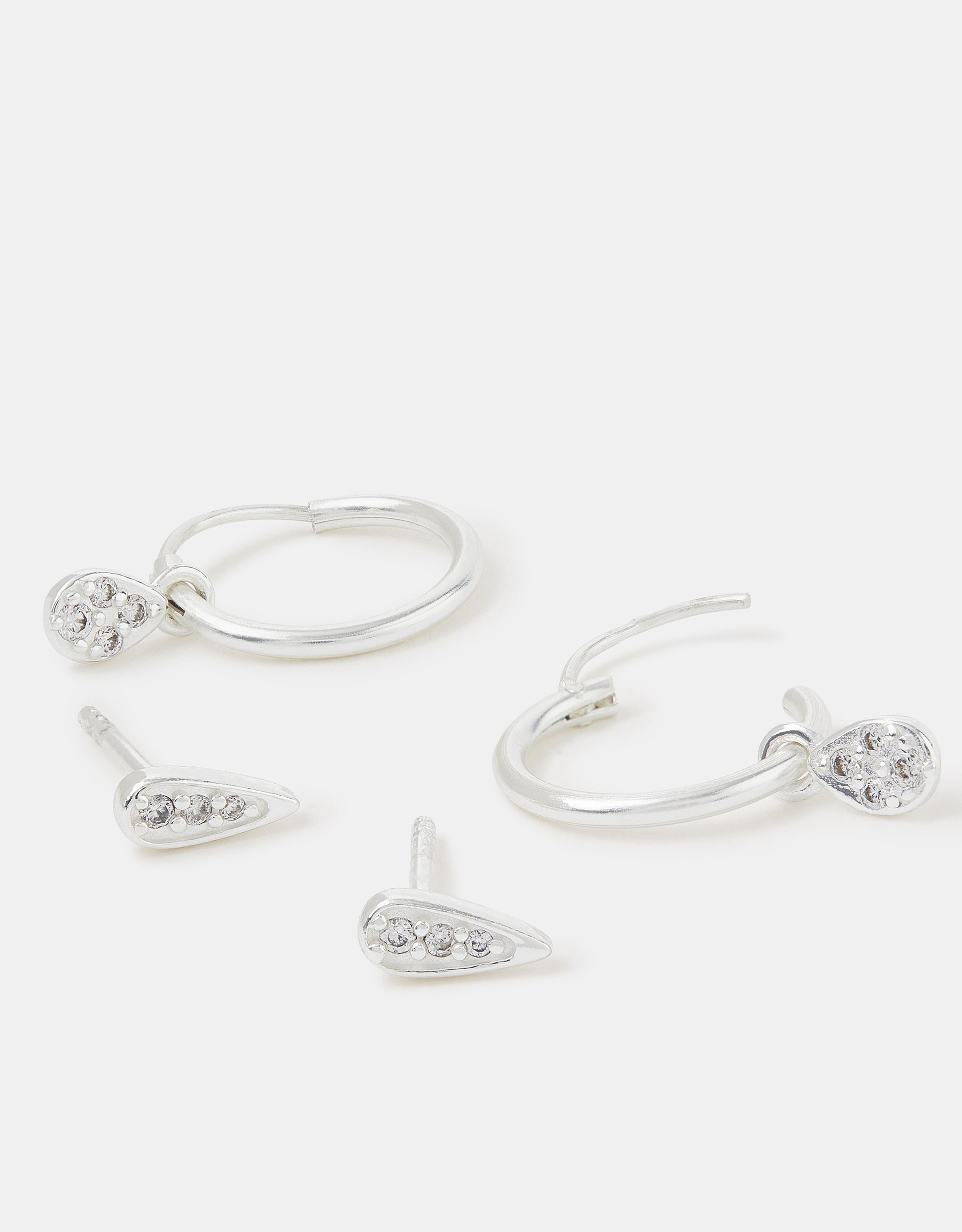 2-Pack Sterling Silver Stud & Hoop Earrings - Accessorize