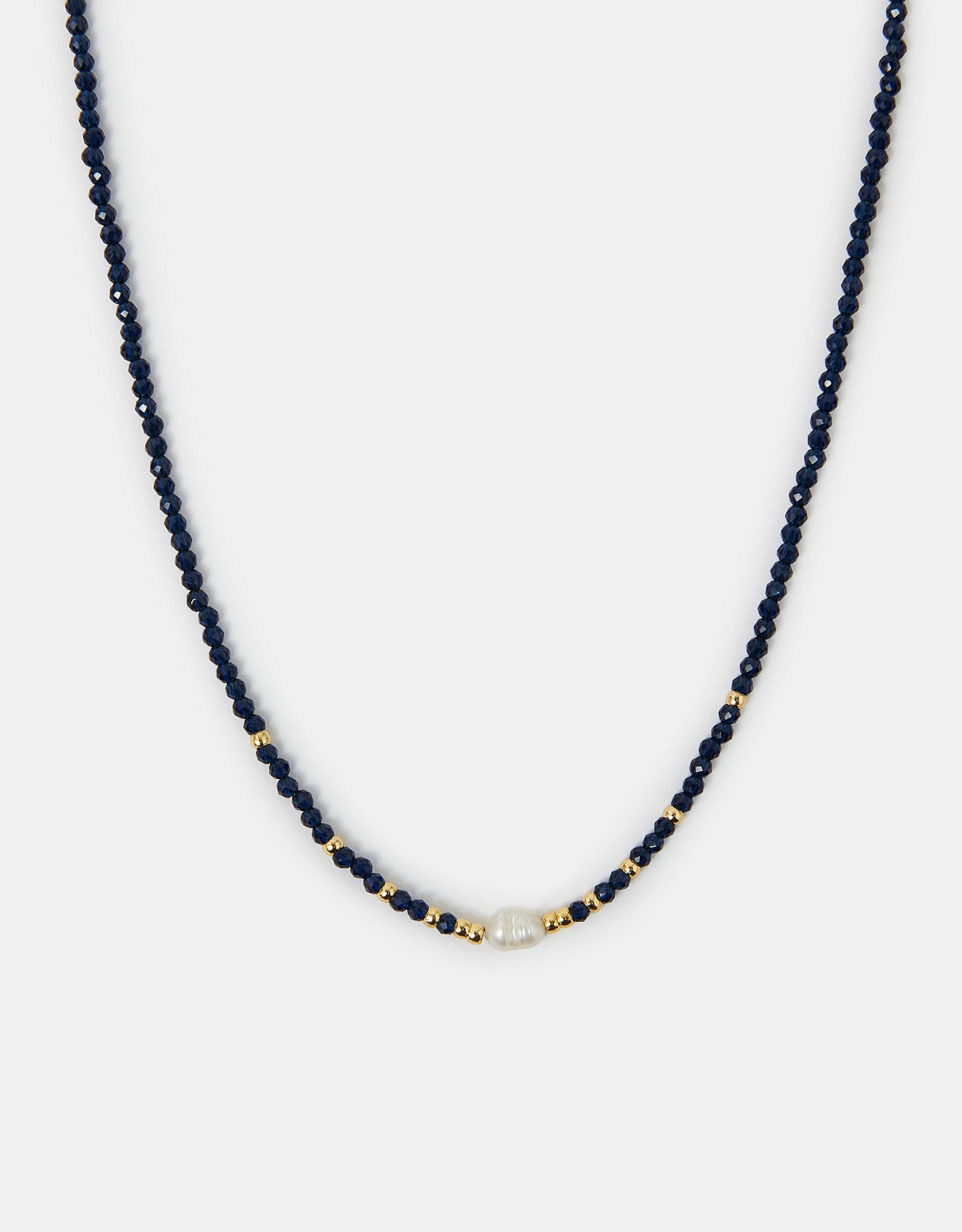 14ct Gold-plated Pearl Beaded Bracelet Blue - Accessorize