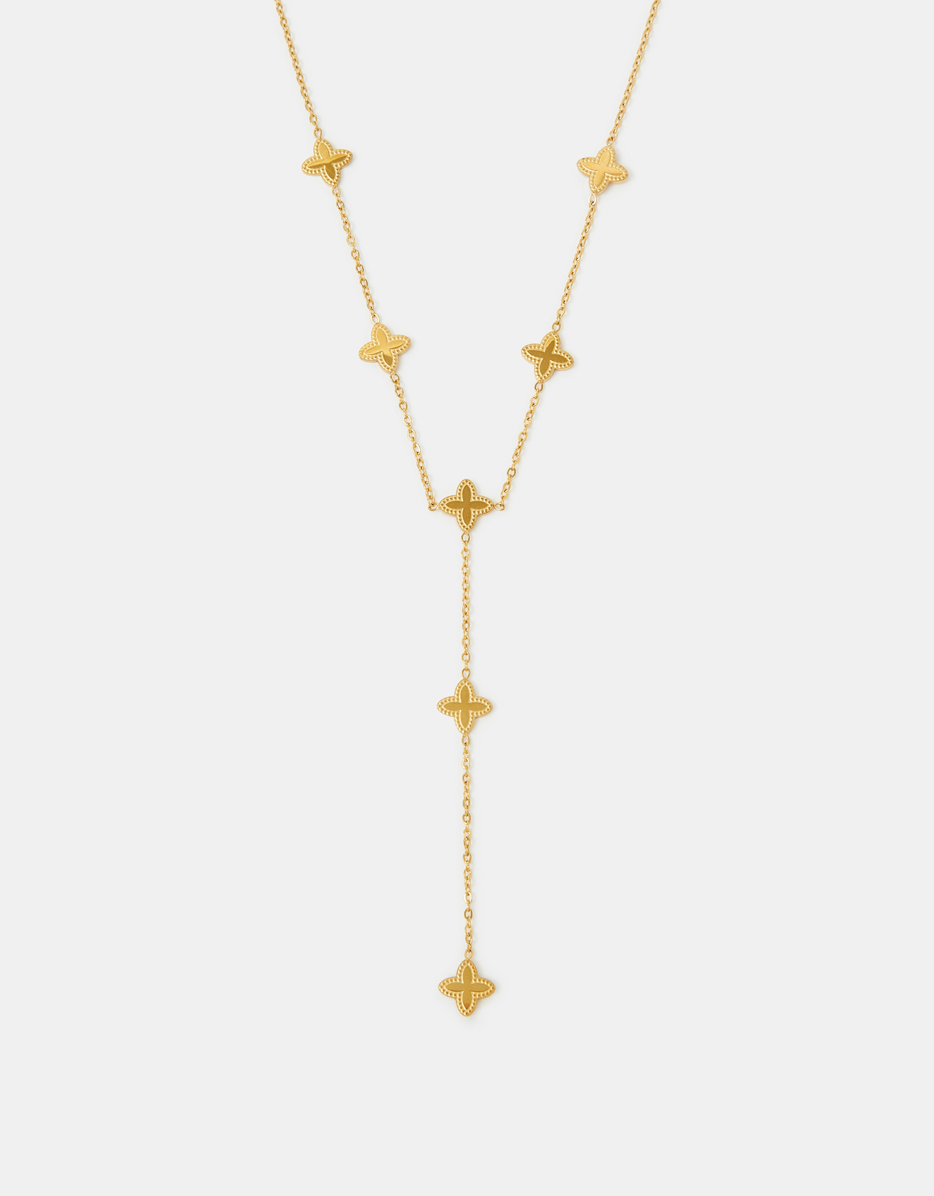 Accessorize Stainless Steel Clover Lariat Necklace