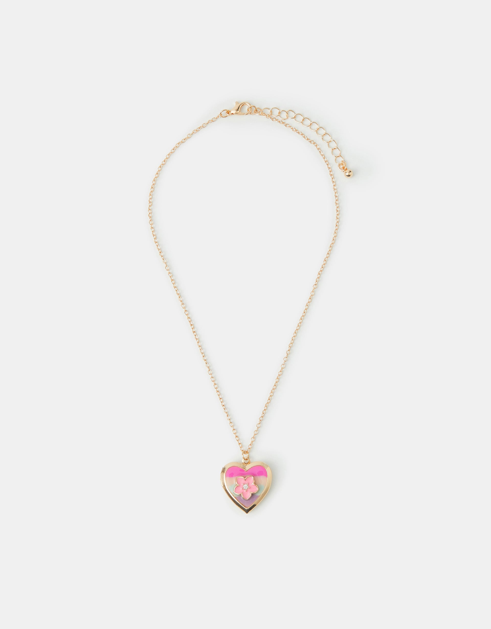 Accessorize Lace Floral Flower Locket Necklace, Gold