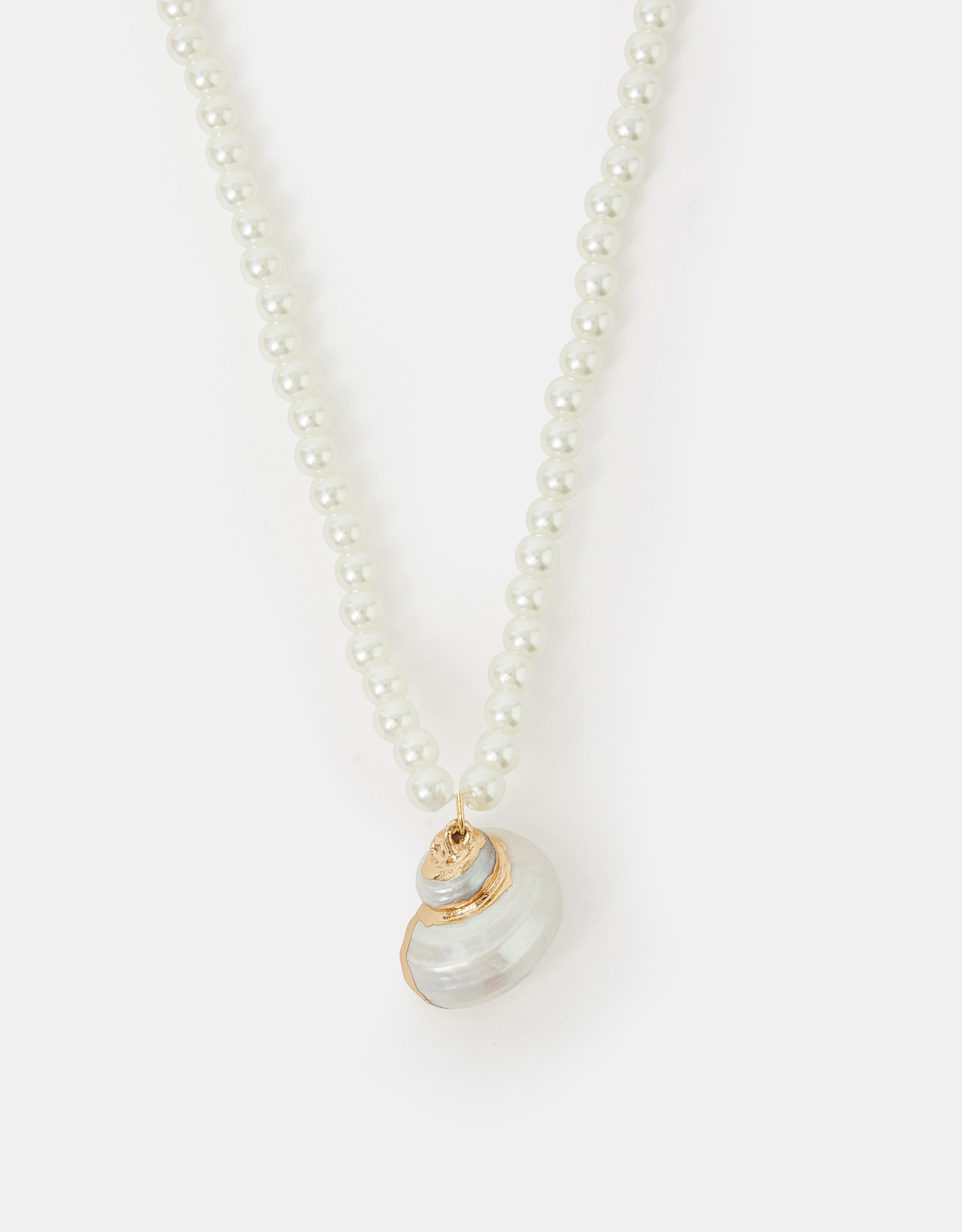 White Shell Pendant Pearl Necklace - Accessorize