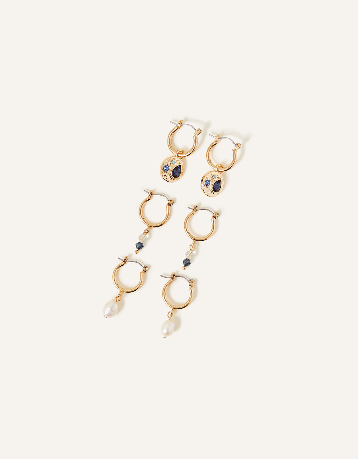 Accessorize Women's Gem Detail Hoops Set of Three