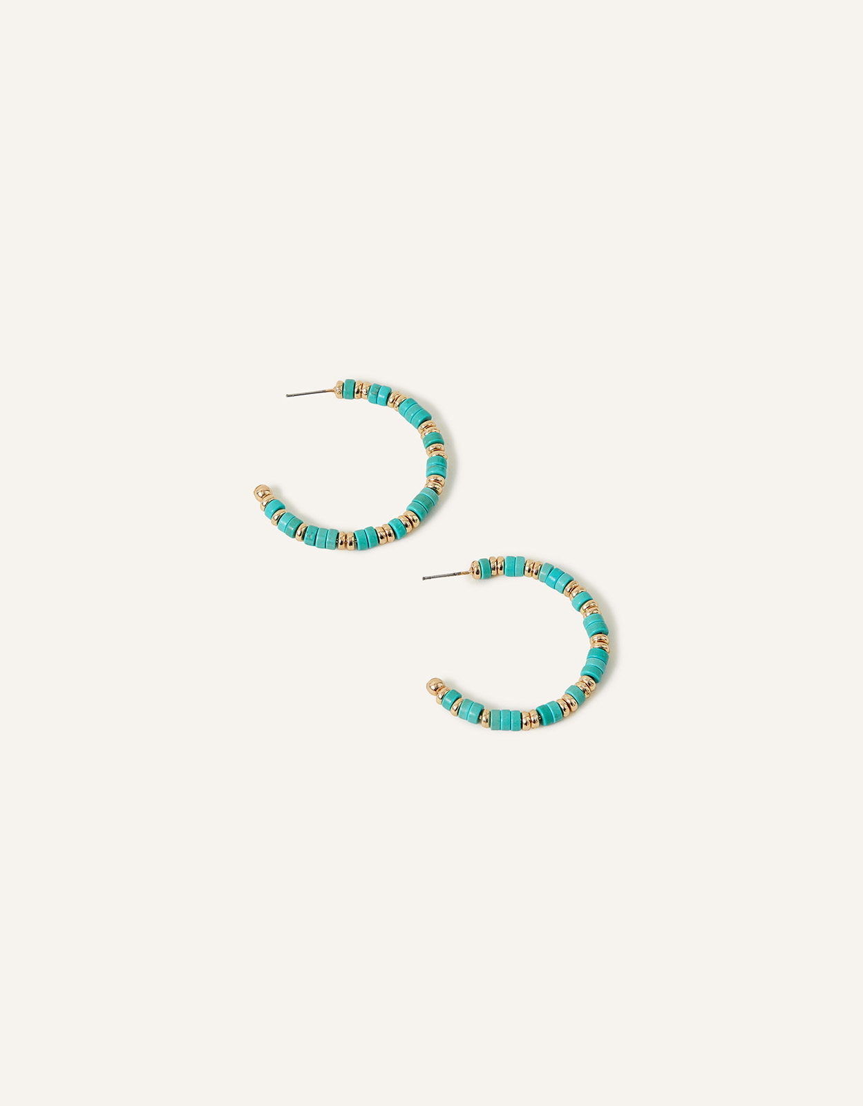 Accessorize Women's Semi-Precious Turquoise Beaded Hoop Earrings
