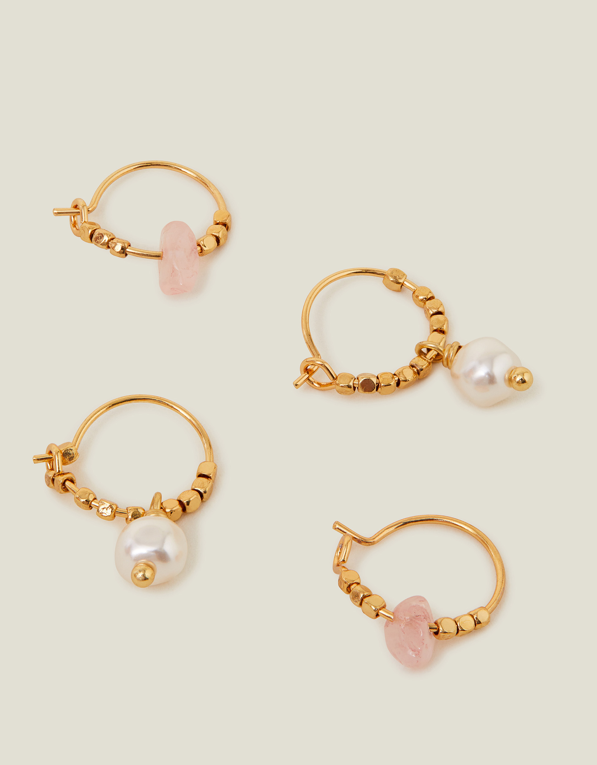 2-Pack 14ct Gold-plated Tourmaline Pearl Hoop Earrings - Accessorize