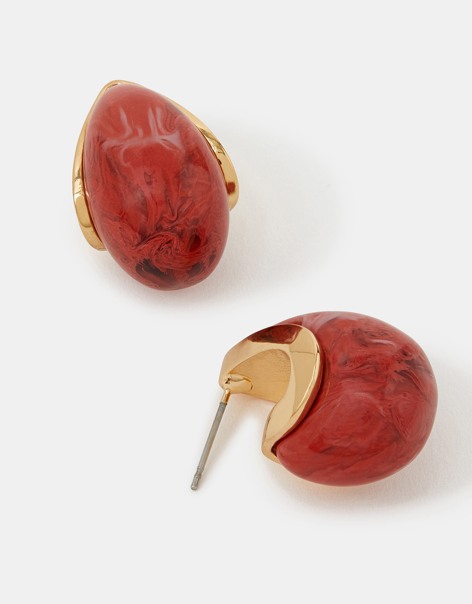 Red Resin Curve Drop Earrings - Accessorize