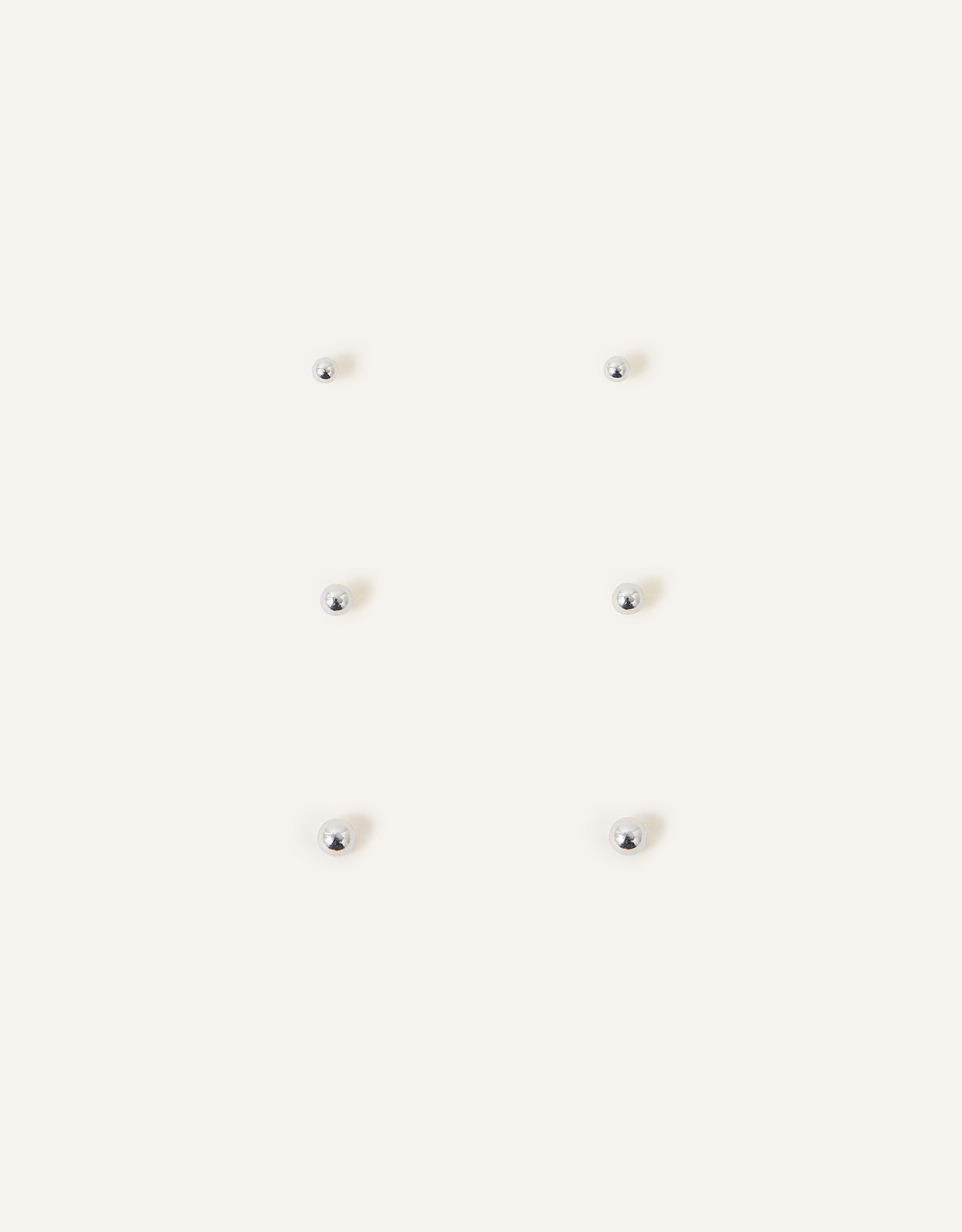 Accessorize Women's Sterling Silver Ball Studs Set of Three, Size: One Size