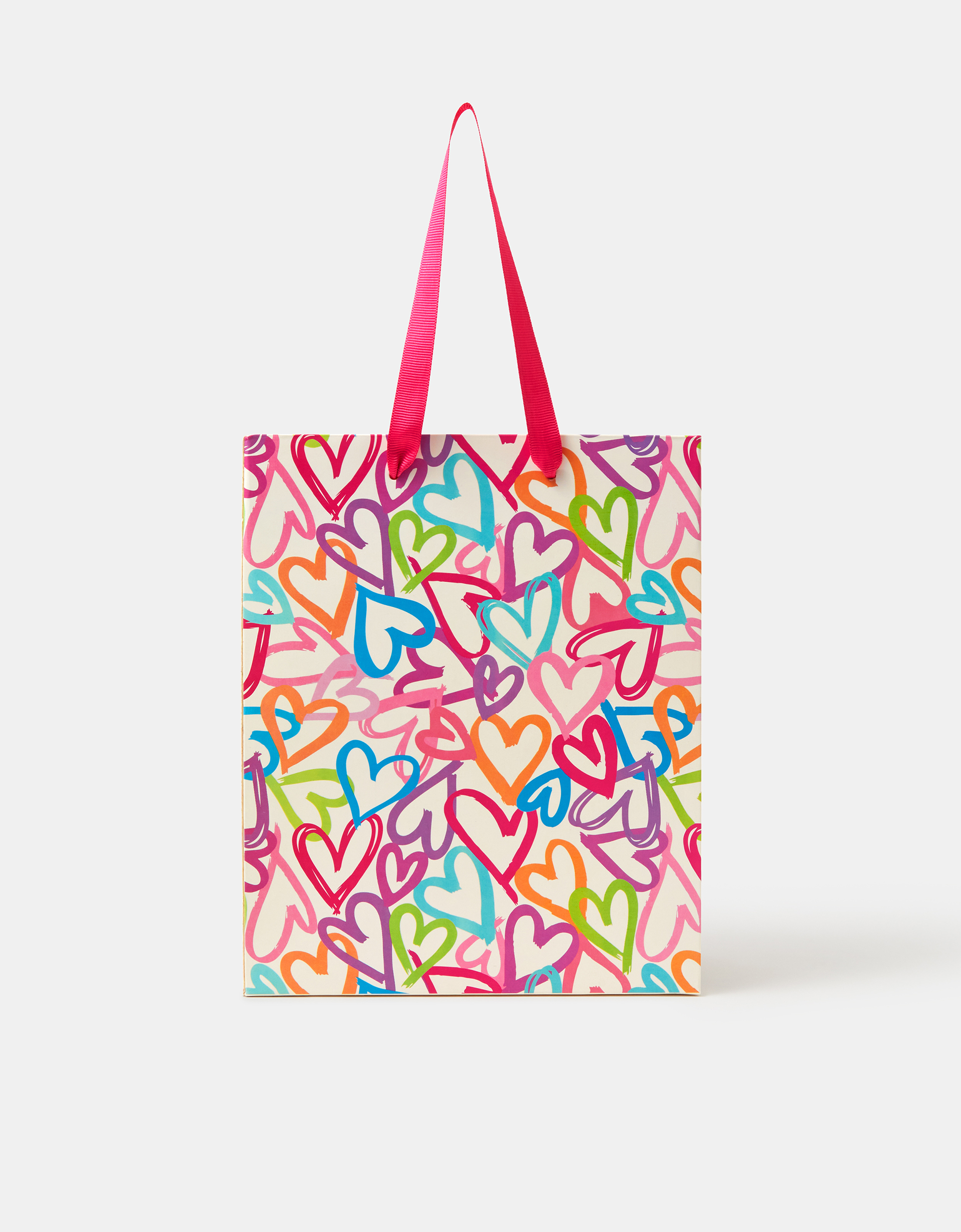 Accessorize Heart Print Gift Bag, Pink
