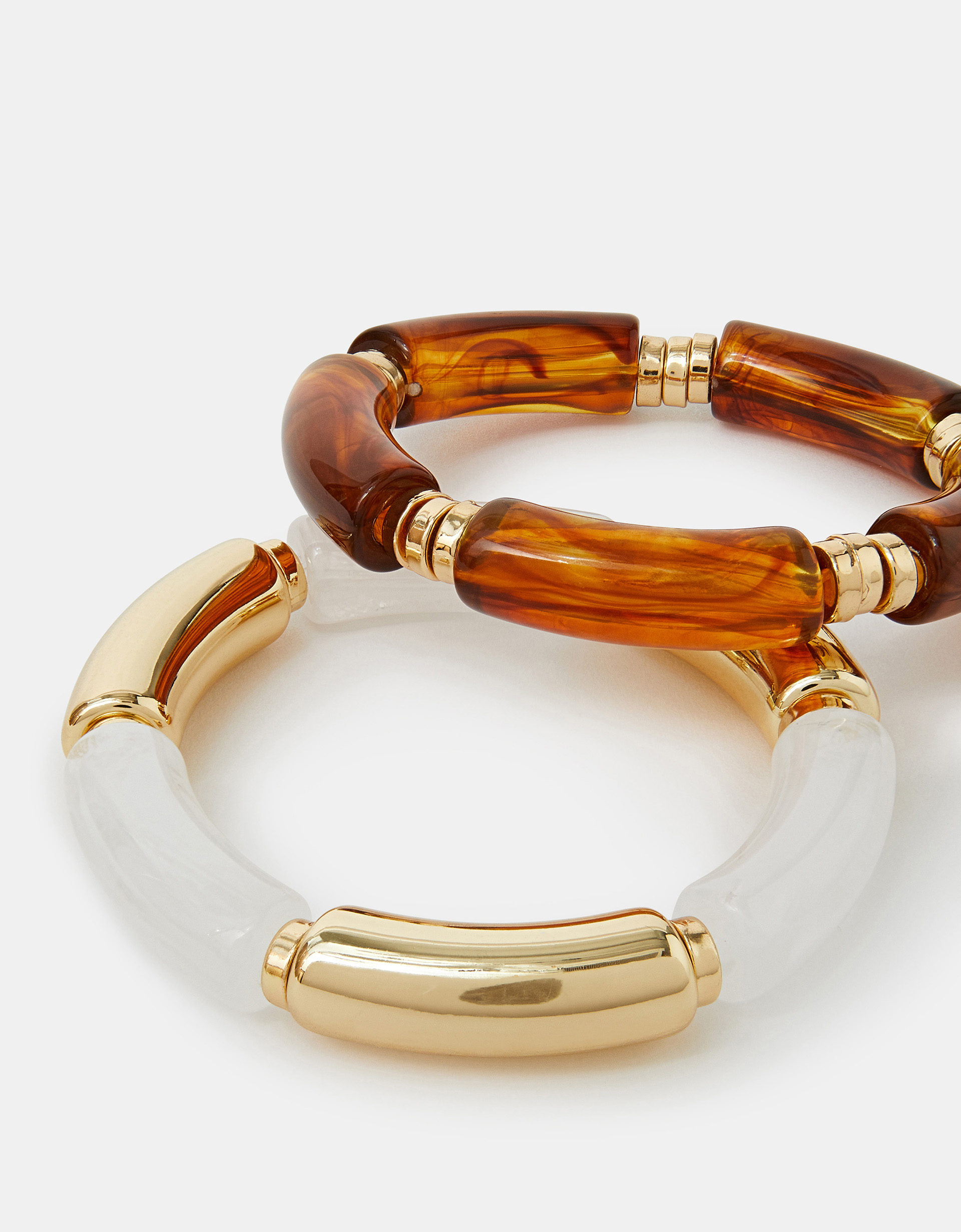 Gold 2-Pack Chunky Resin Stretch Bracelets - Accessorize