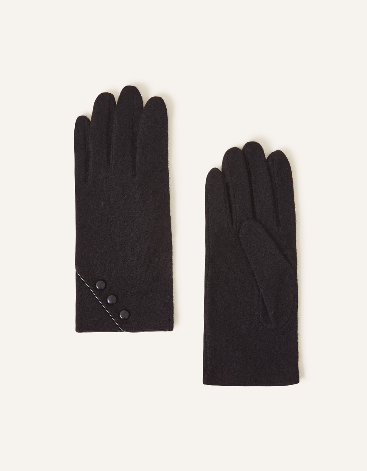Accessorize Women's Touchscreen Button Gloves in Wool Blend Black