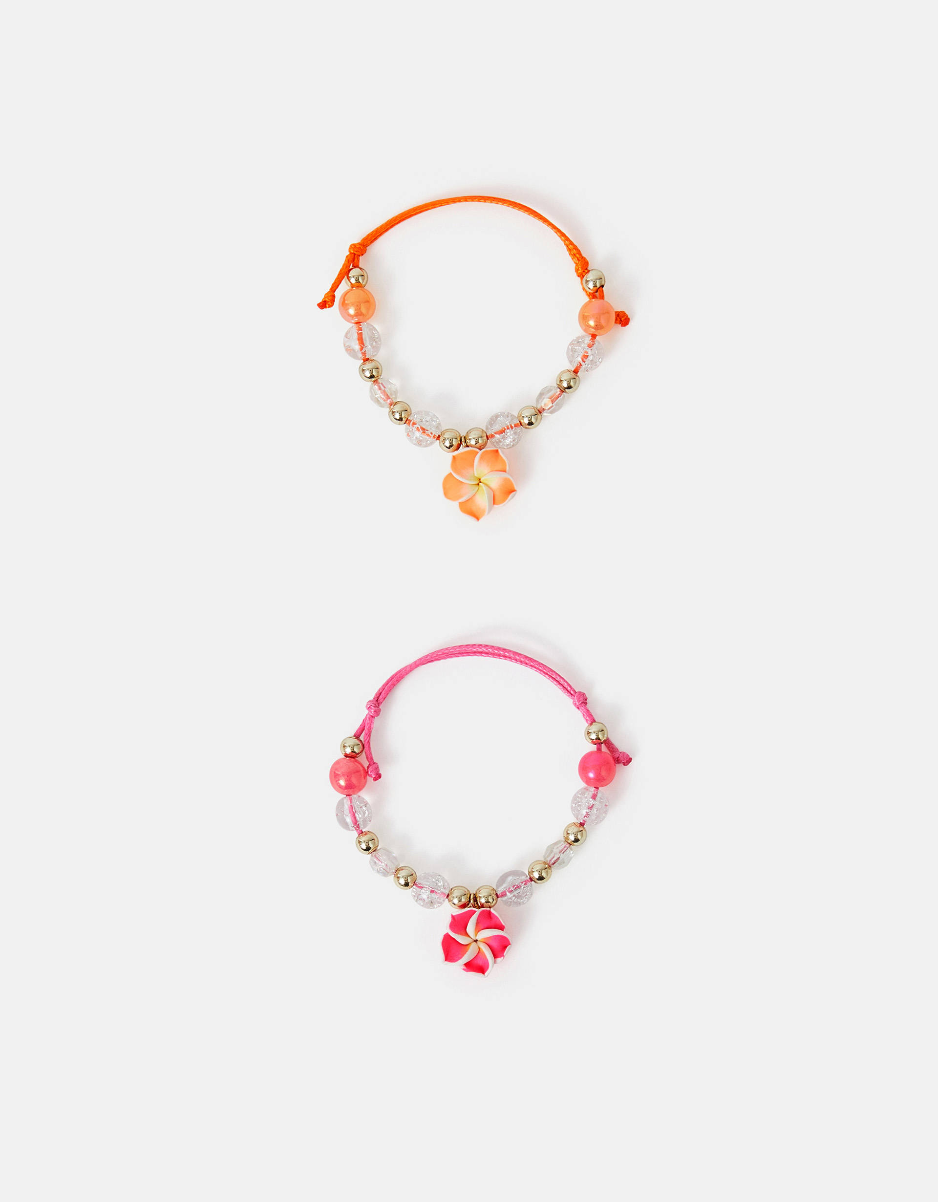 Orange 2-Pack Girls Beaded Flower Charm Cord Bracelets, Kids - Accessorize